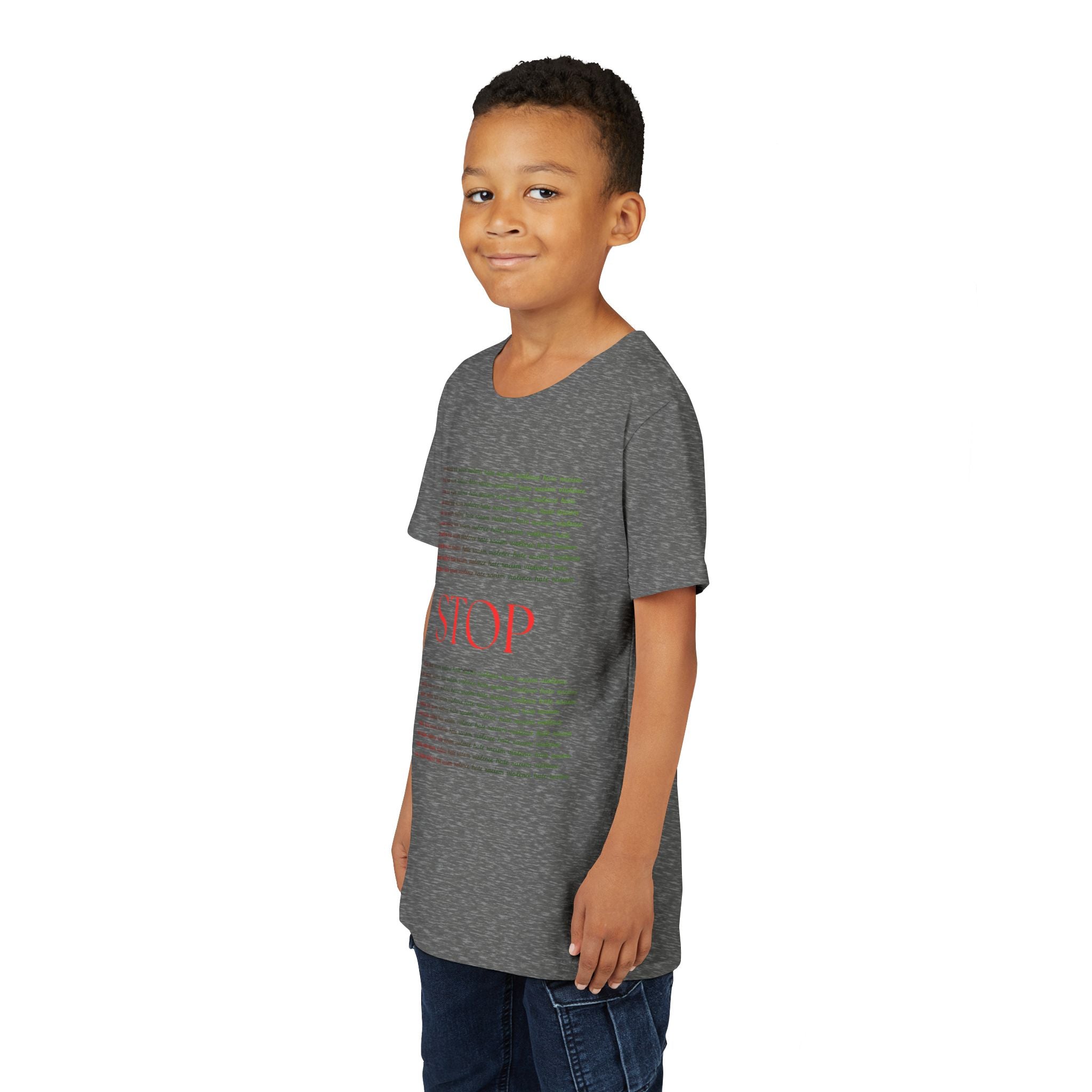 Youth Tee — Bold Yellow 'STOP' Graphic Kids T‑Shirt