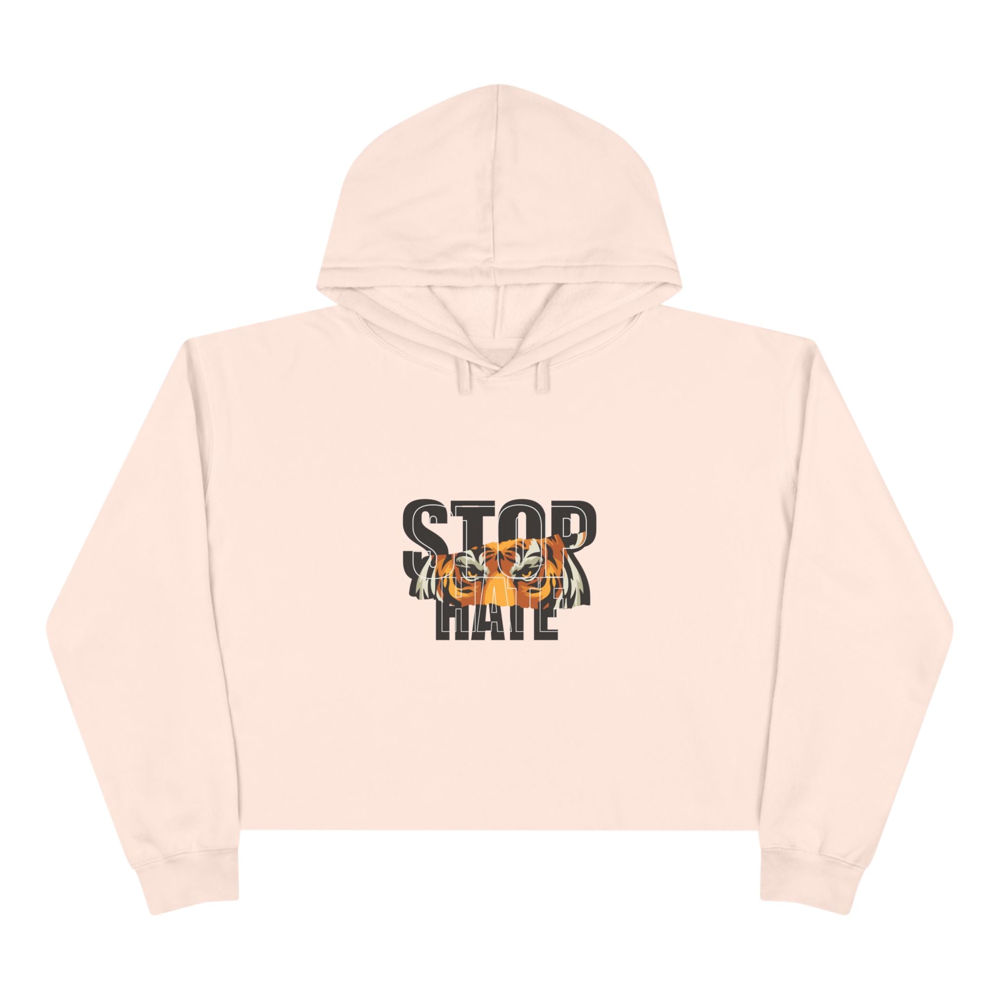 Stop Hate Crop Hoodie – Tiger Graphic Anti-Hate Streetwear
