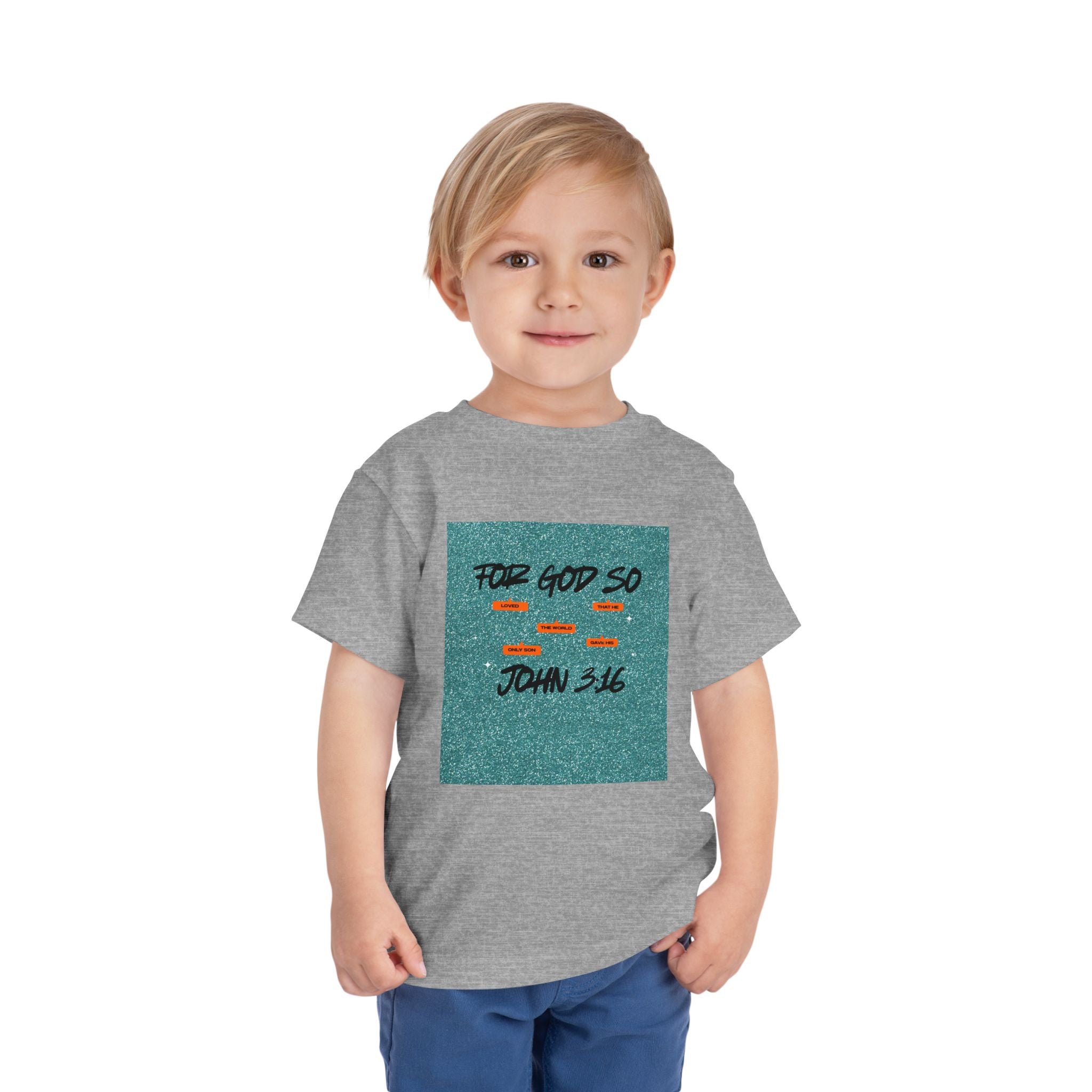 Toddler Tee — "For God So" John 3:16 Christian Kids Shirt