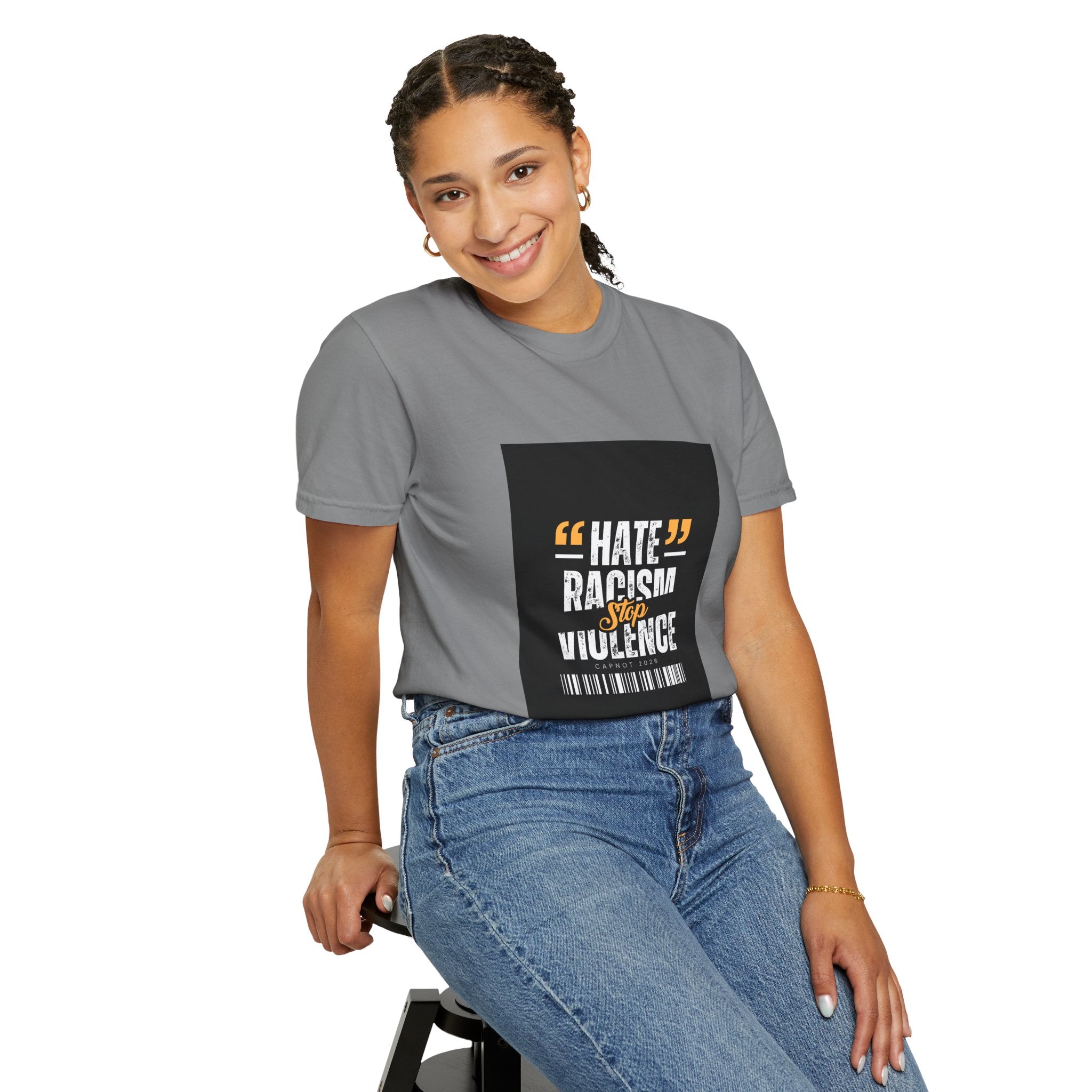 Anti-Racism T-Shirt — "Hate Racism Stop Violence" Graphic Tee