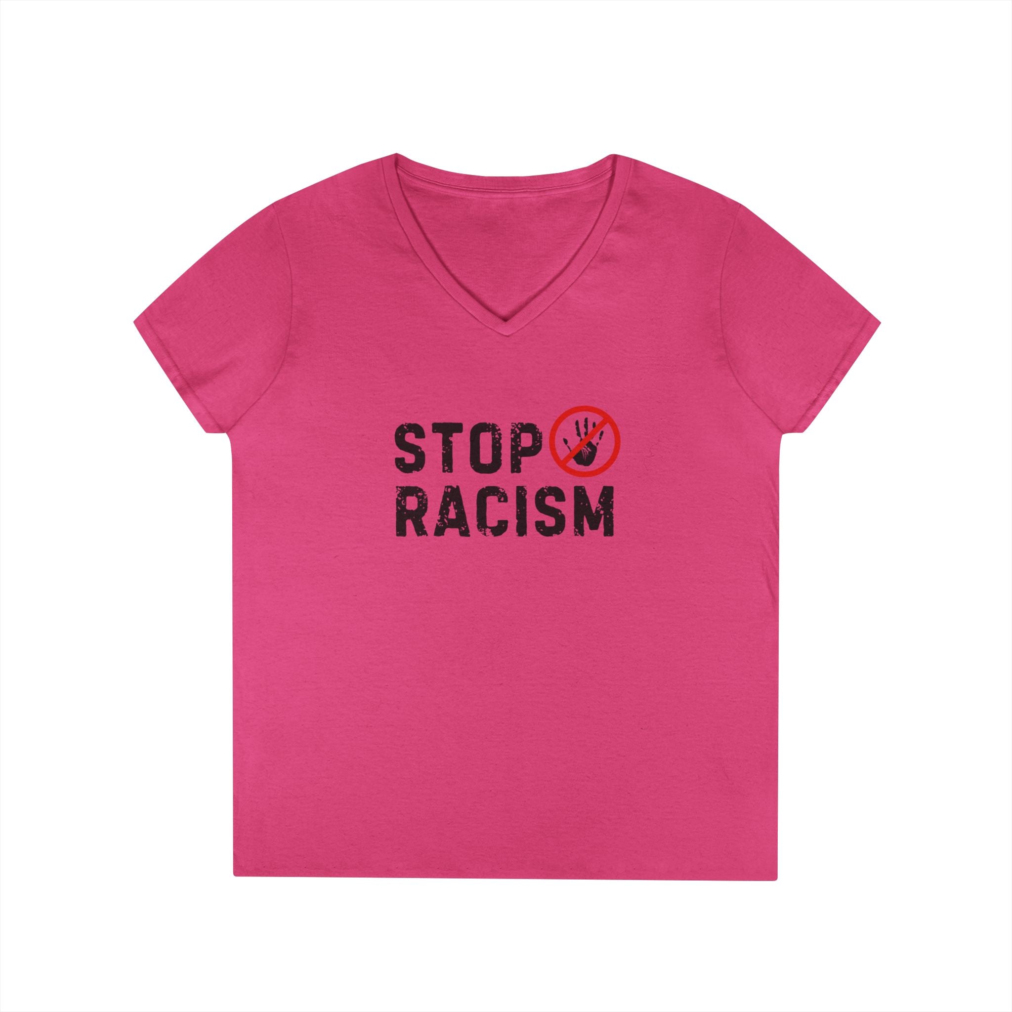 Stop Racism V-Neck T-Shirt — Anti-Racism Message Tee