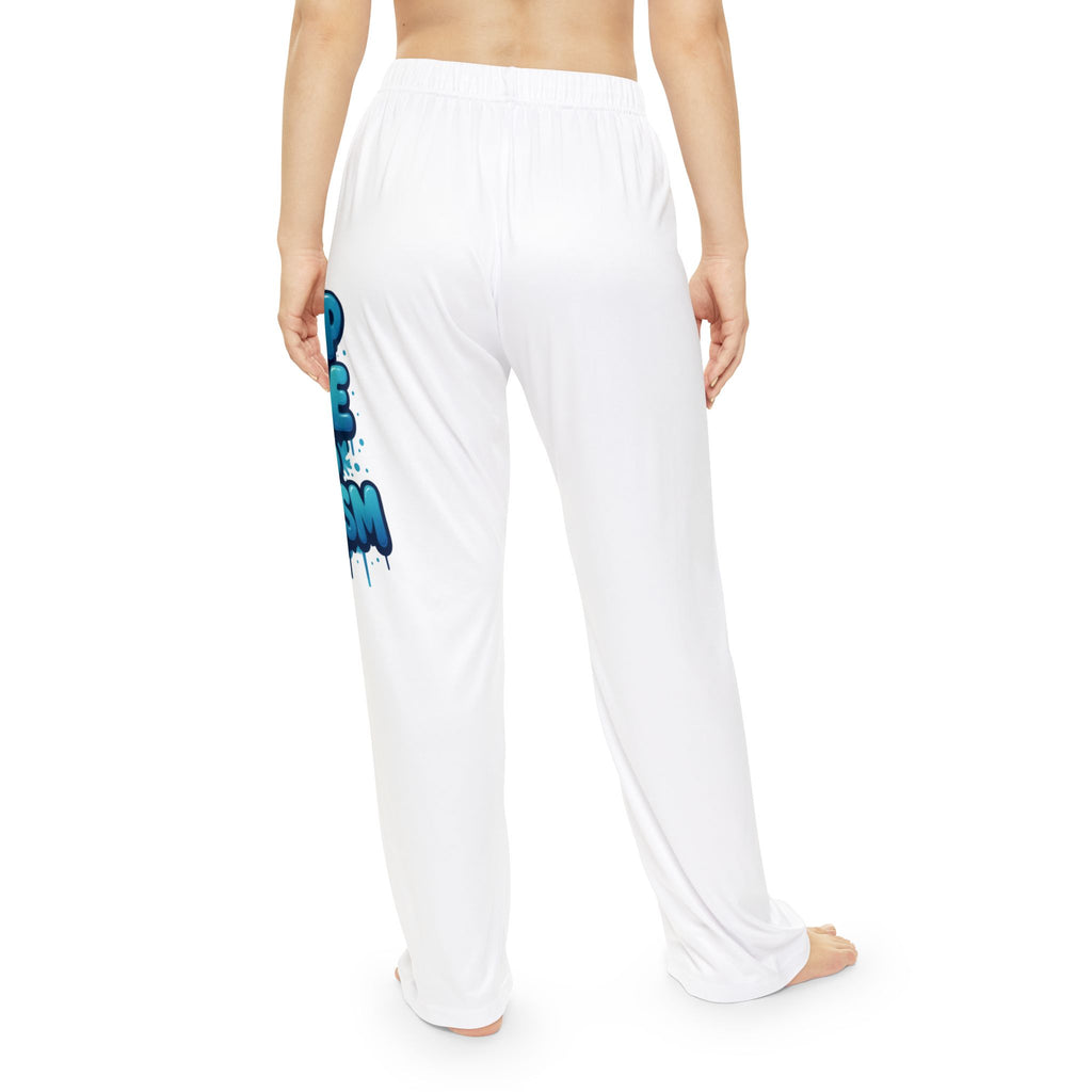 Women's Pajama Pants - Blue Graffiti "Stop Hate and Racism" Lounge Sleepwear