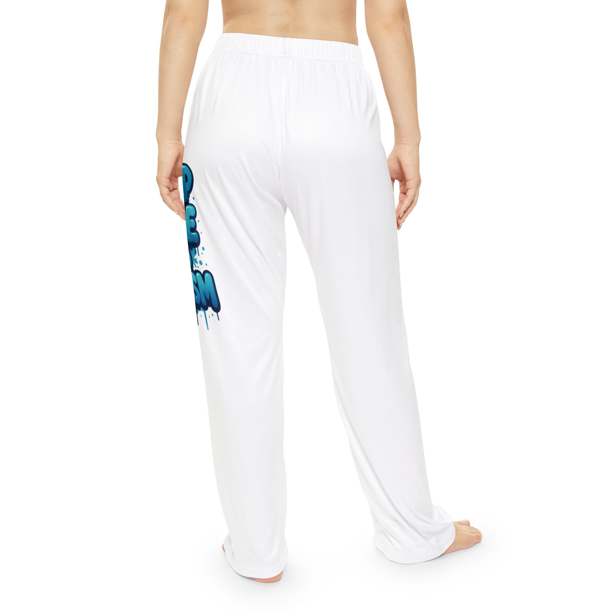 Women's Pajama Pants - Blue Graffiti "Stop Hate and Racism" Lounge Sleepwear
