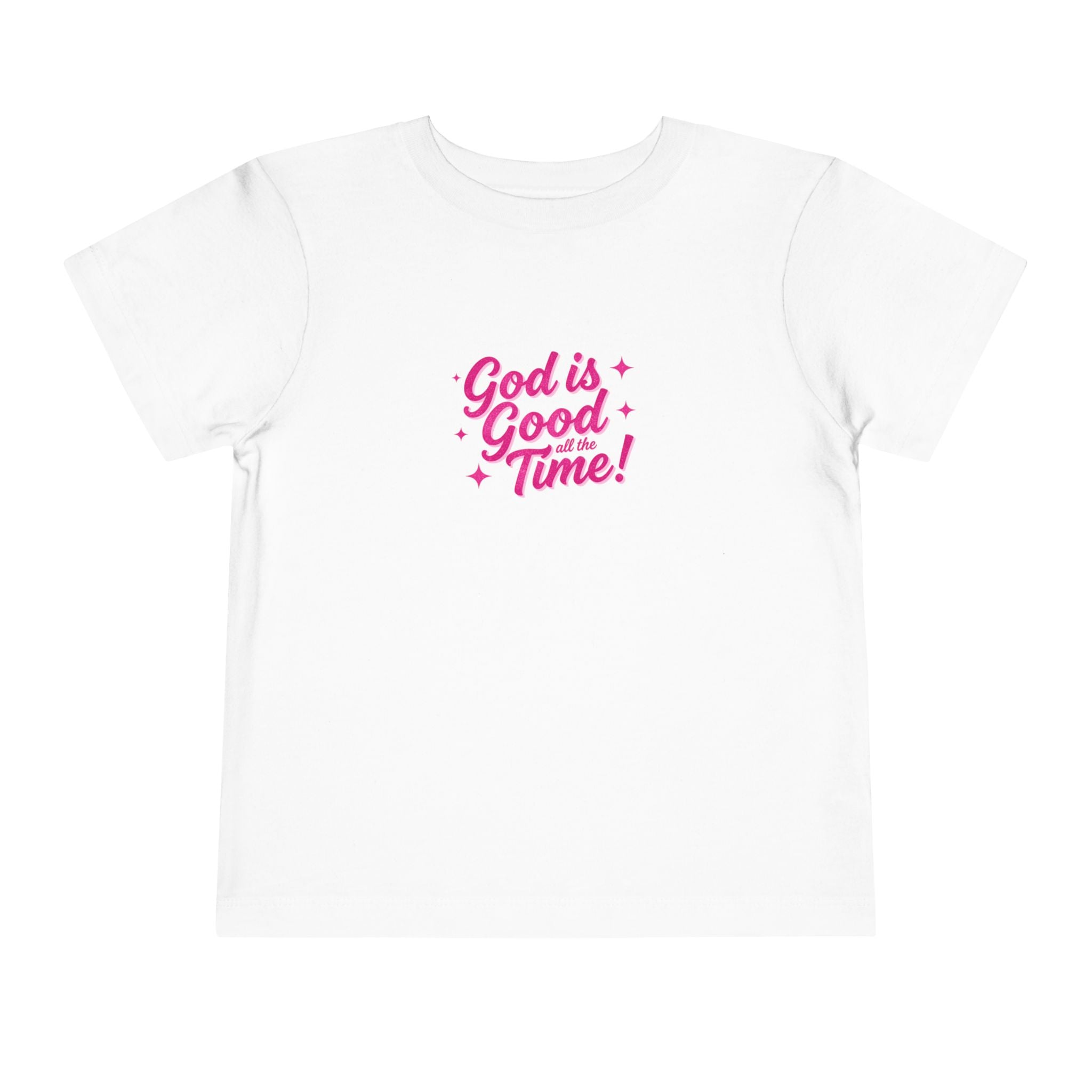 Toddler Tee – "God is Good Time" Pink Script Christian Kids Shirt
