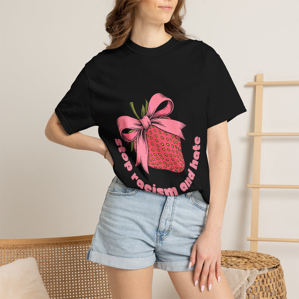 Stop Racism and Hate T-Shirt — Pink Strawberry Gift Graphic Tee