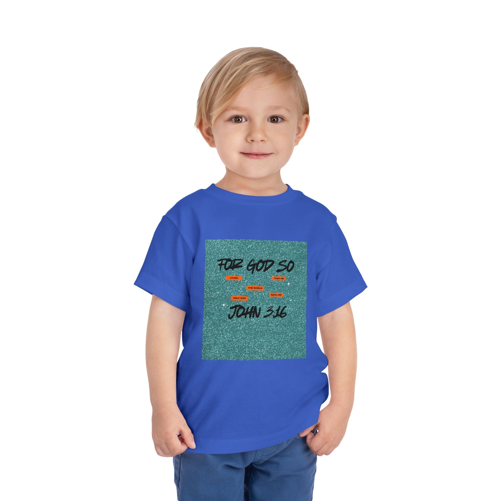 Toddler Tee — "For God So" John 3:16 Christian Kids Shirt