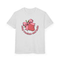 Youth T-Shirt — Cute Pink Gift Box Graphic with "Stop, Realism and Races" Slogan