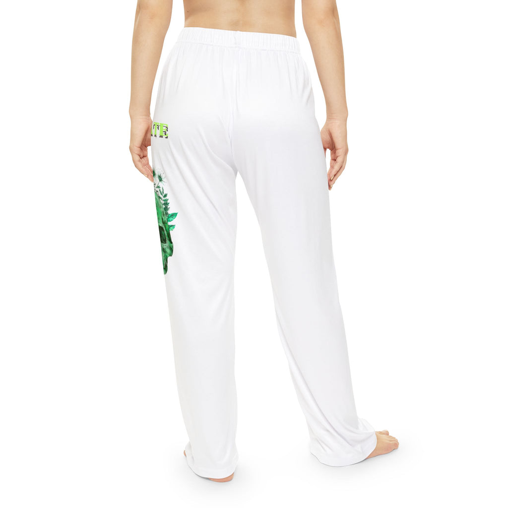 Women's Pajama Pants – Green Floral Skull Sleep Lounge Pants