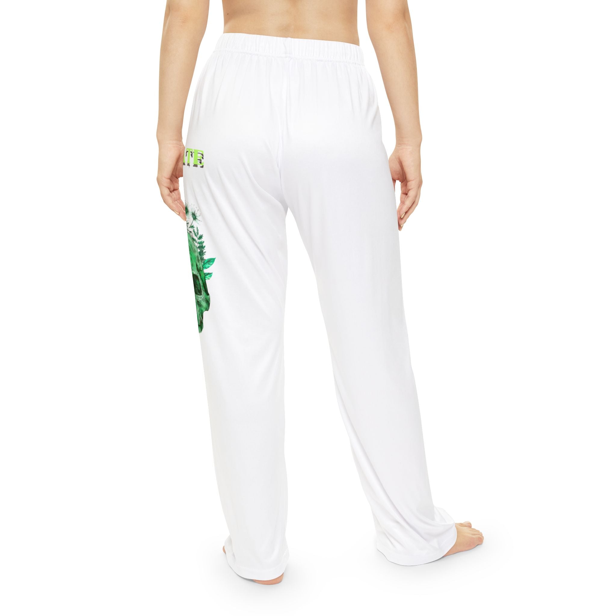 Women's Pajama Pants – Green Floral Skull Sleep Lounge Pants
