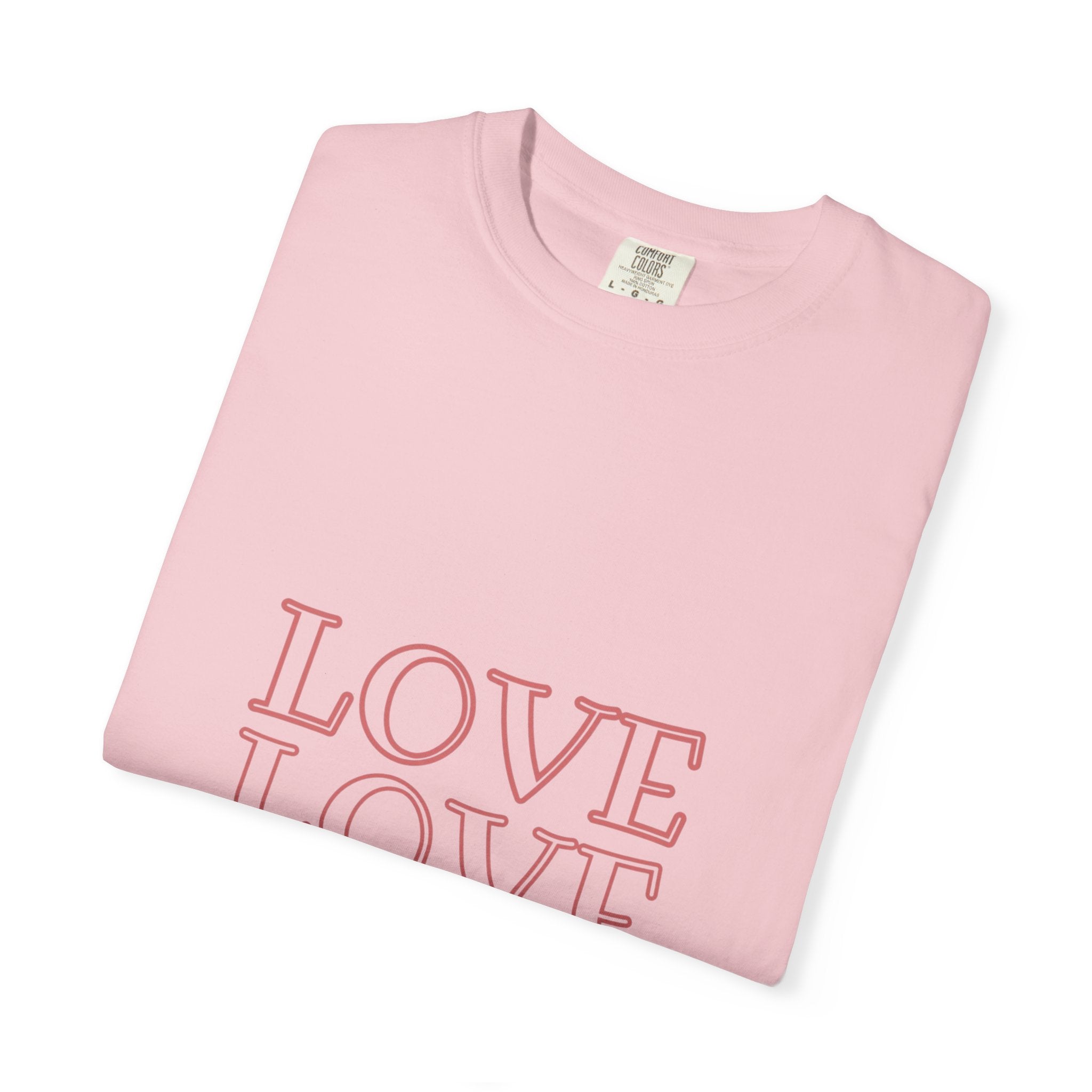Love Love Love T-Shirt — Vintage Pink Stacked Text Tee