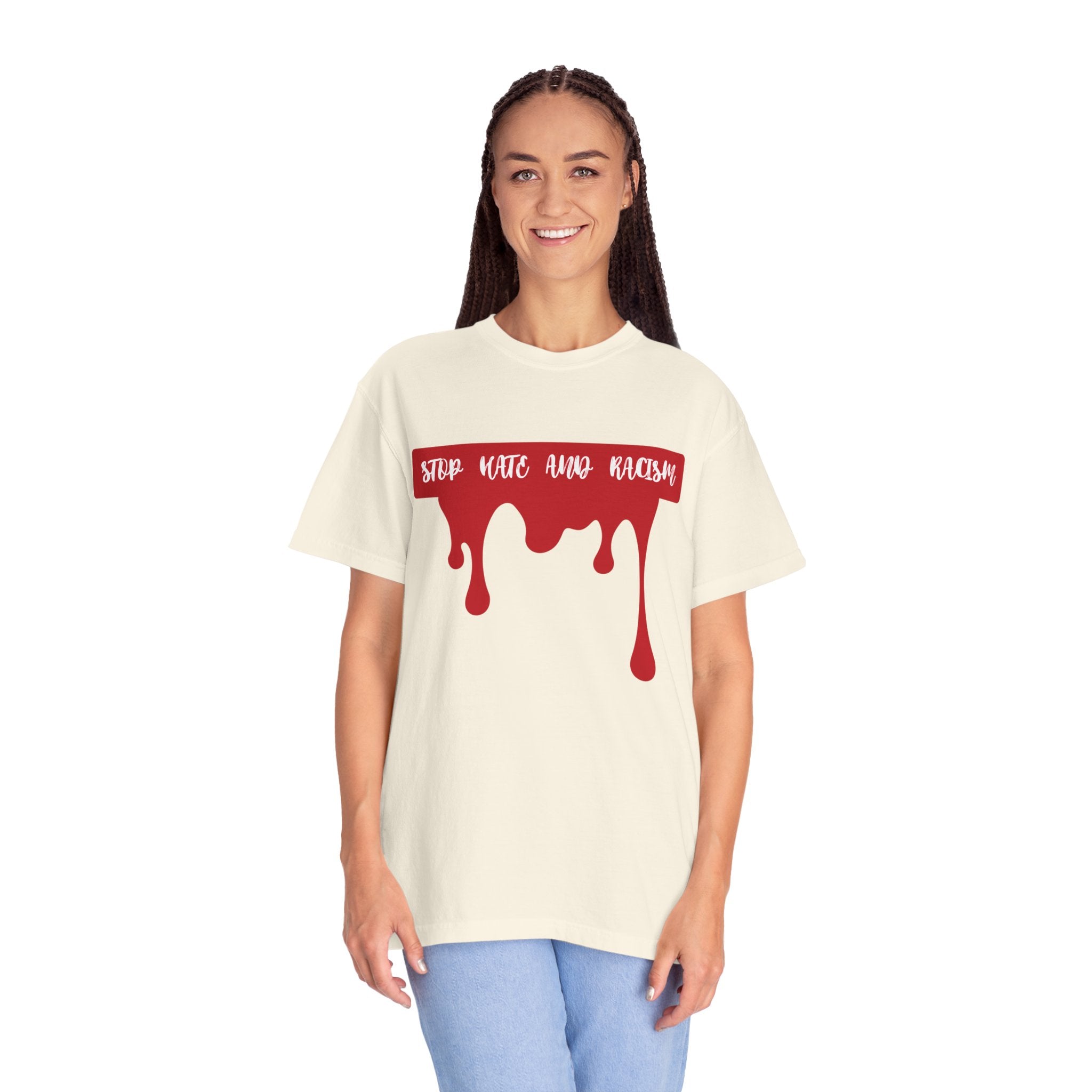 T-Shirt “Stop Hate, End Racism” Dripping Blood Graphic Tee