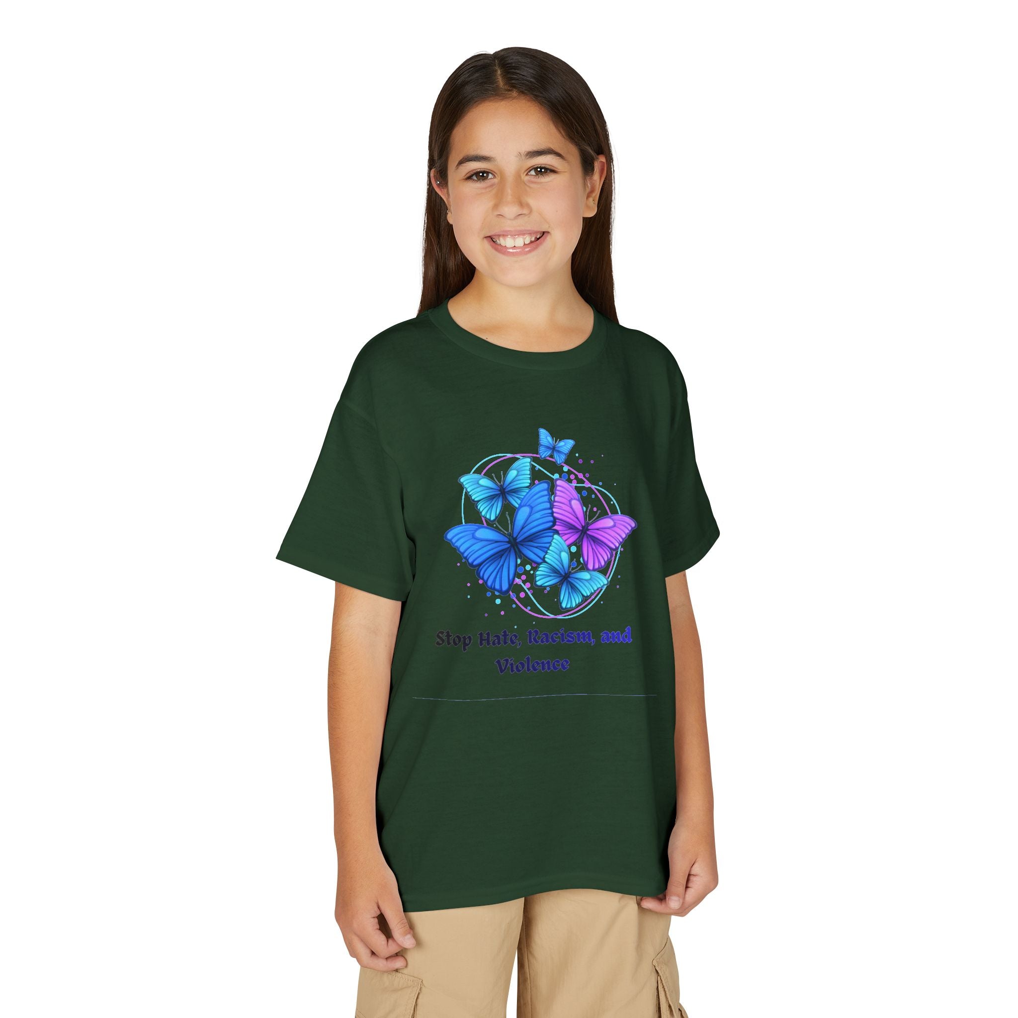 Youth Butterfly Awareness T-Shirt — "Stop Hate, Harassment, and Violence"