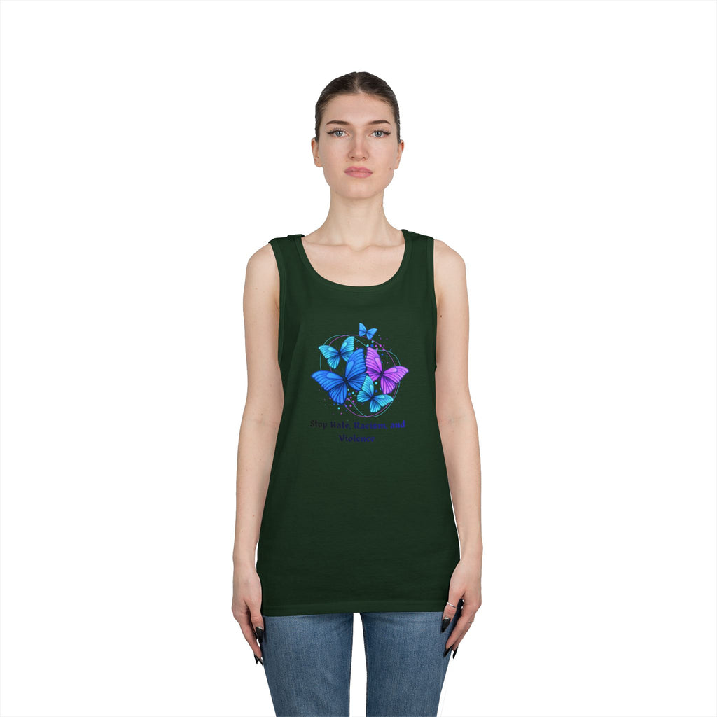 Butterfly Peace Tank Top — "Stop Hate, Racism, and Violence" Graphic Tank