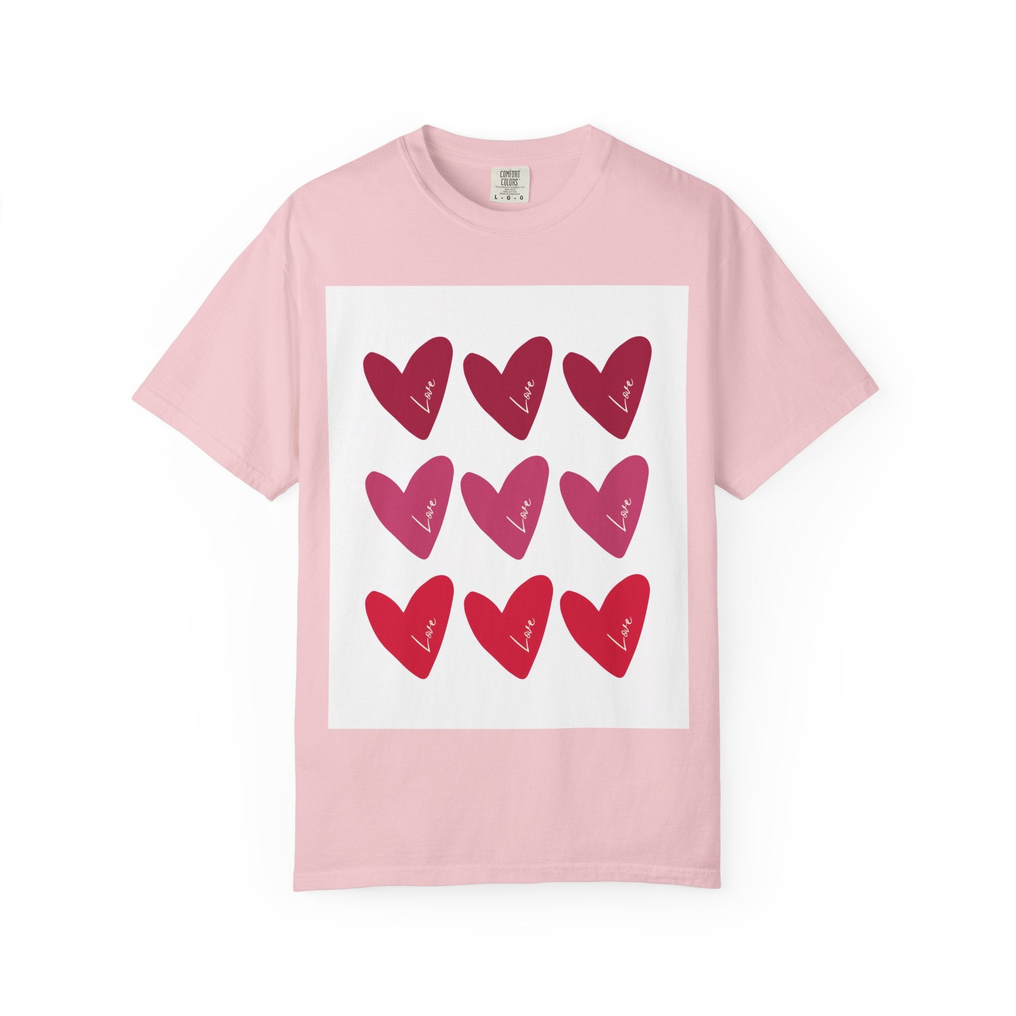 Hearts Grid T-Shirt — Cute Red & Pink Heart Graphic Tee for Valentine’s Day