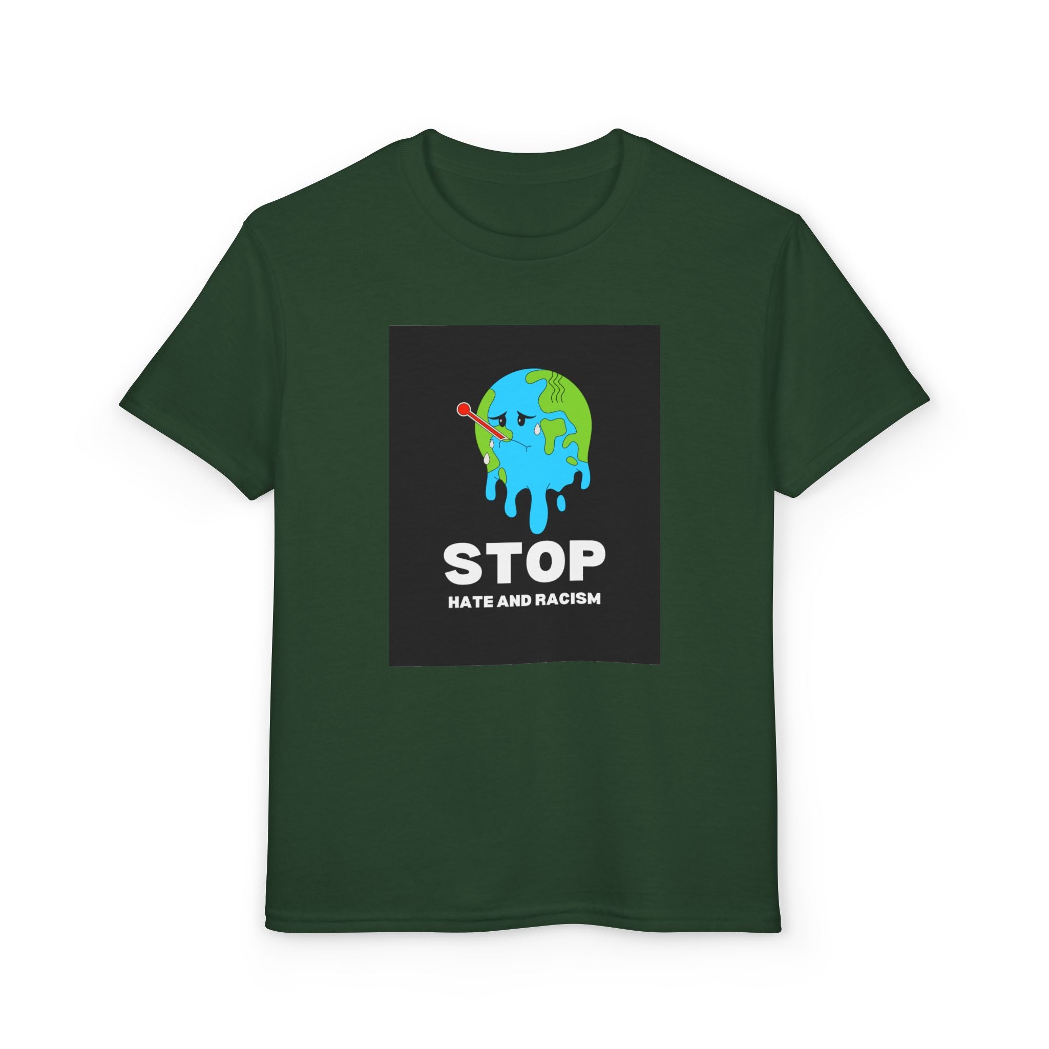 Youth T-Shirt — "STOP Hate and Racism" Earth Graphic Anti-Racism Tee