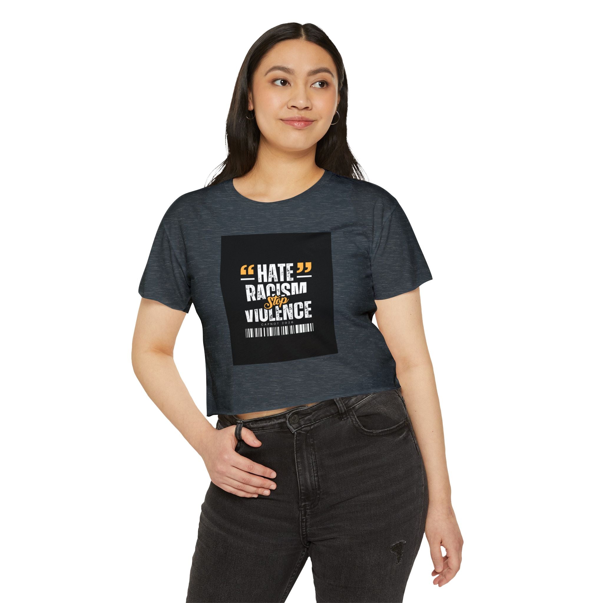 Festival Crop Top — "Hate Racism Stop Violence" Graphic Tee