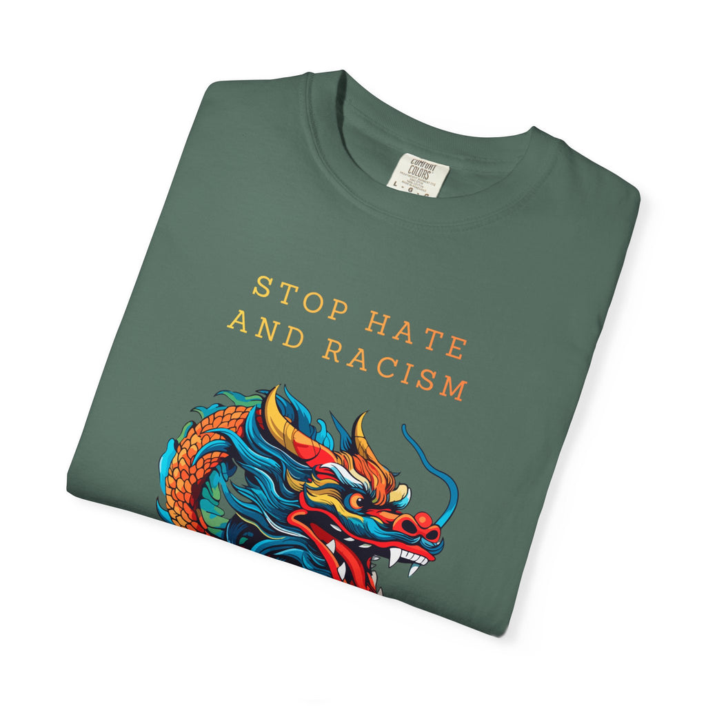 T-Shirt — 'Stop Hate and Racism, No Violence' Dragon Graphic Tee