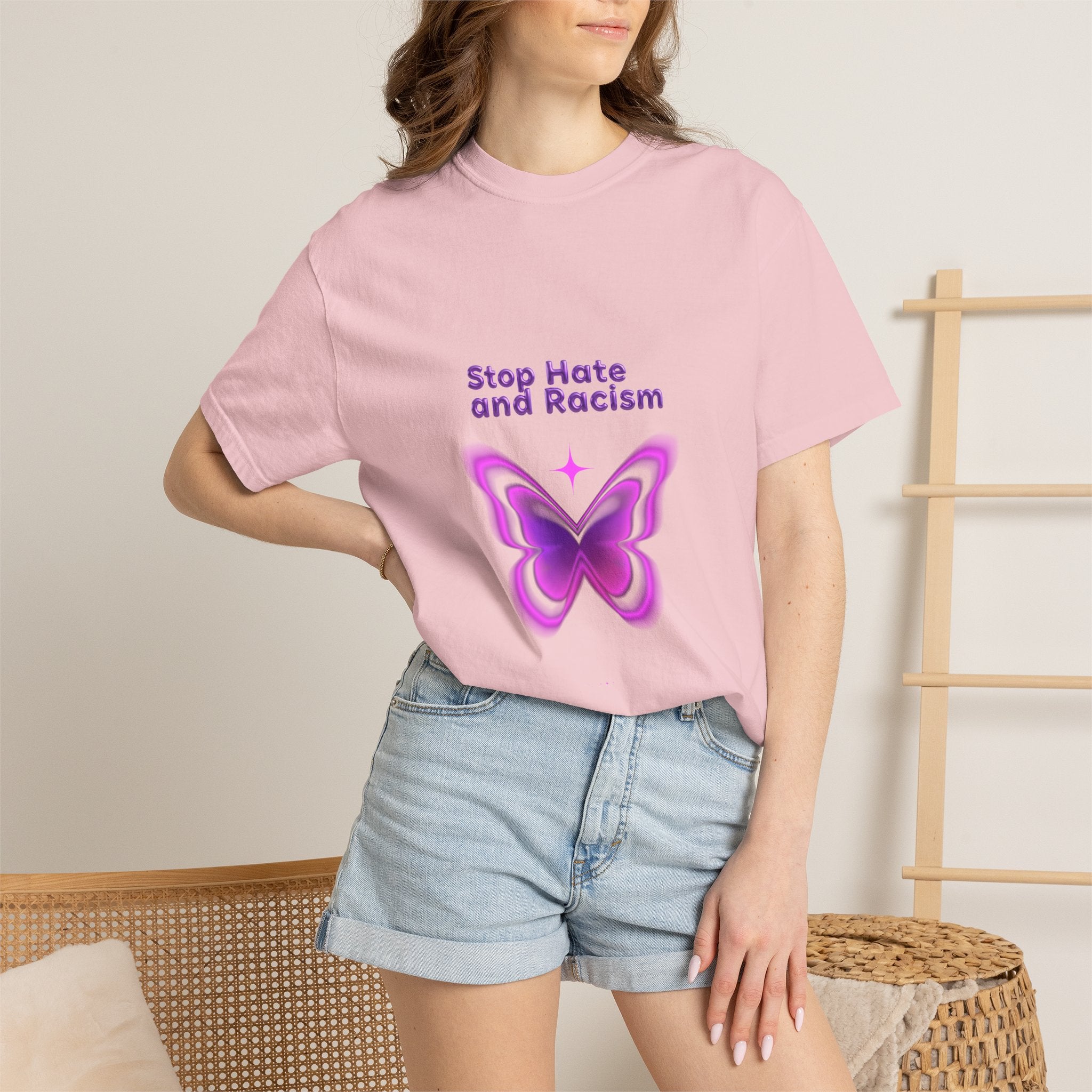 Stop Hate and Racism Butterfly T-Shirt