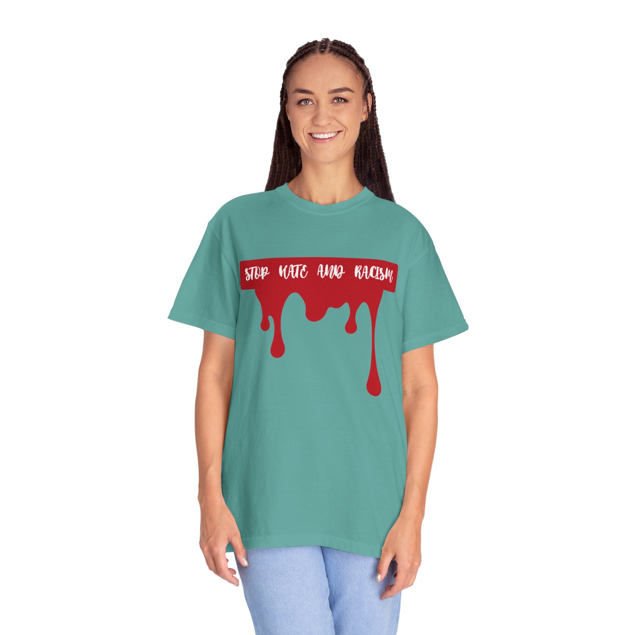 T-Shirt “Stop Hate, End Racism” Dripping Blood Graphic Tee