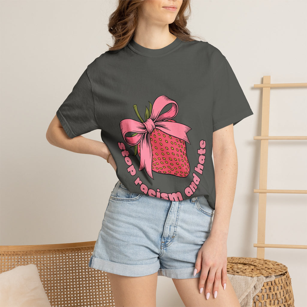 Stop Racism and Hate T-Shirt — Pink Strawberry Gift Graphic Tee