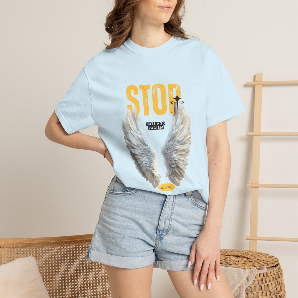 Angel Wings "STOP" Graphic T‑Shirt