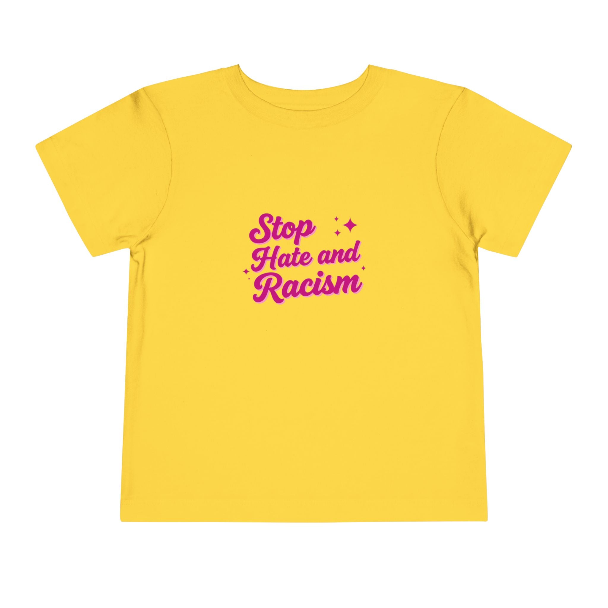 Toddler Tee "Stop Hate and Racism" — Pink Social Justice Kids Shirt