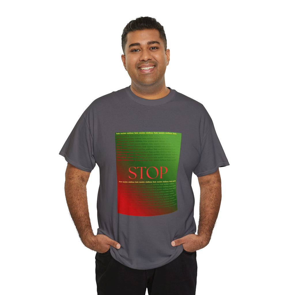 STOP Graphic Tee — Red & Green Gradient Statement T‑Shirt