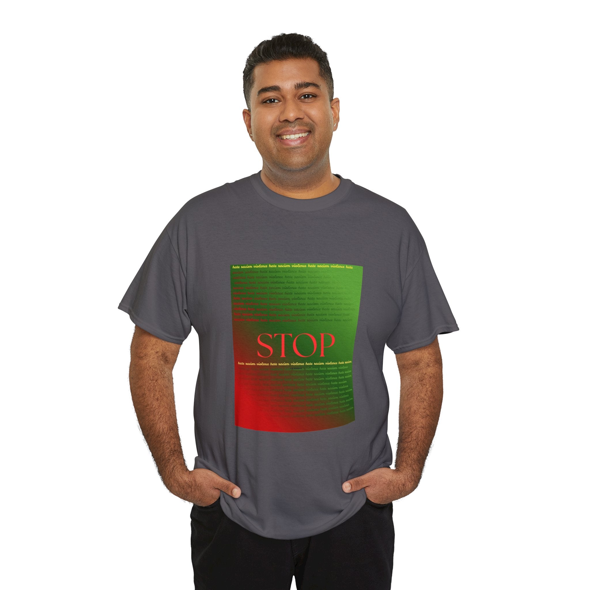 STOP Graphic Tee — Red & Green Gradient Statement T‑Shirt