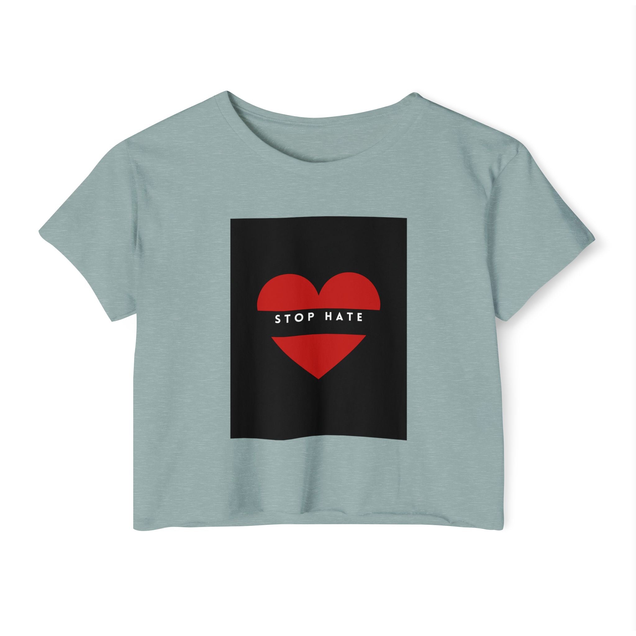 Stop Hate Heart Crop Top — Women's Festival Activist Tee