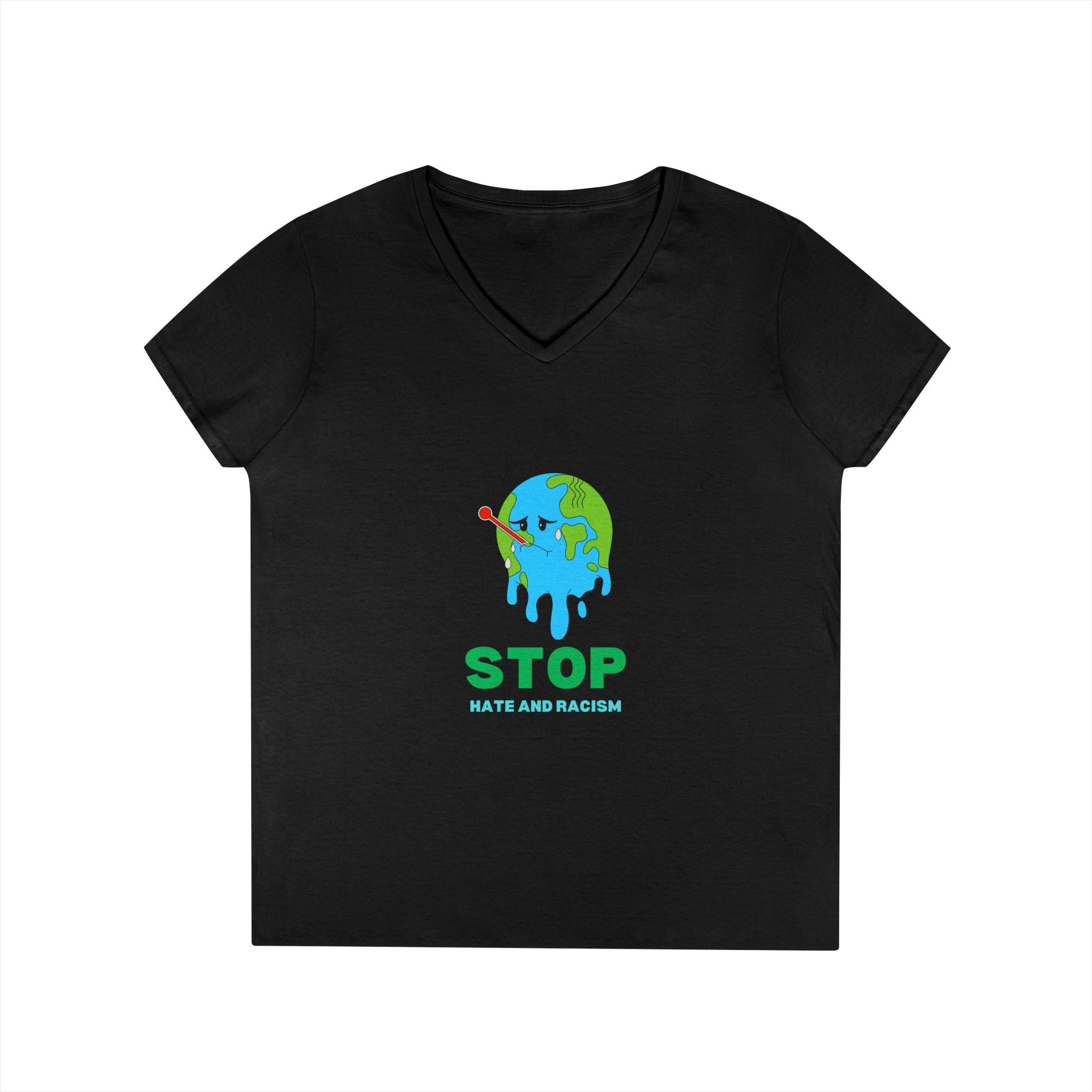 Stop Hate and Racism Eco V-Neck T-Shirt