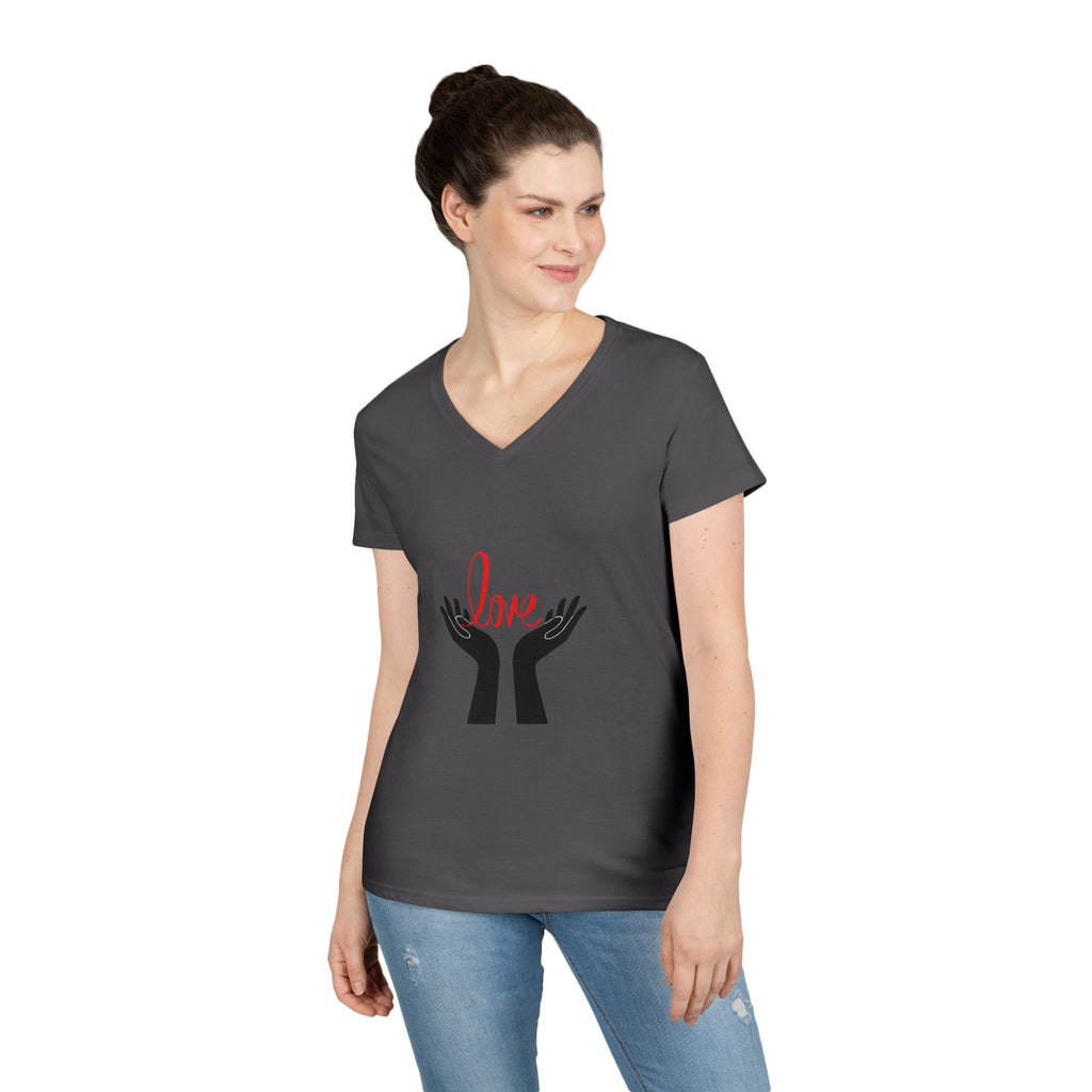 Love Hands V-Neck Tee — Women's Graphic Love T-Shirt