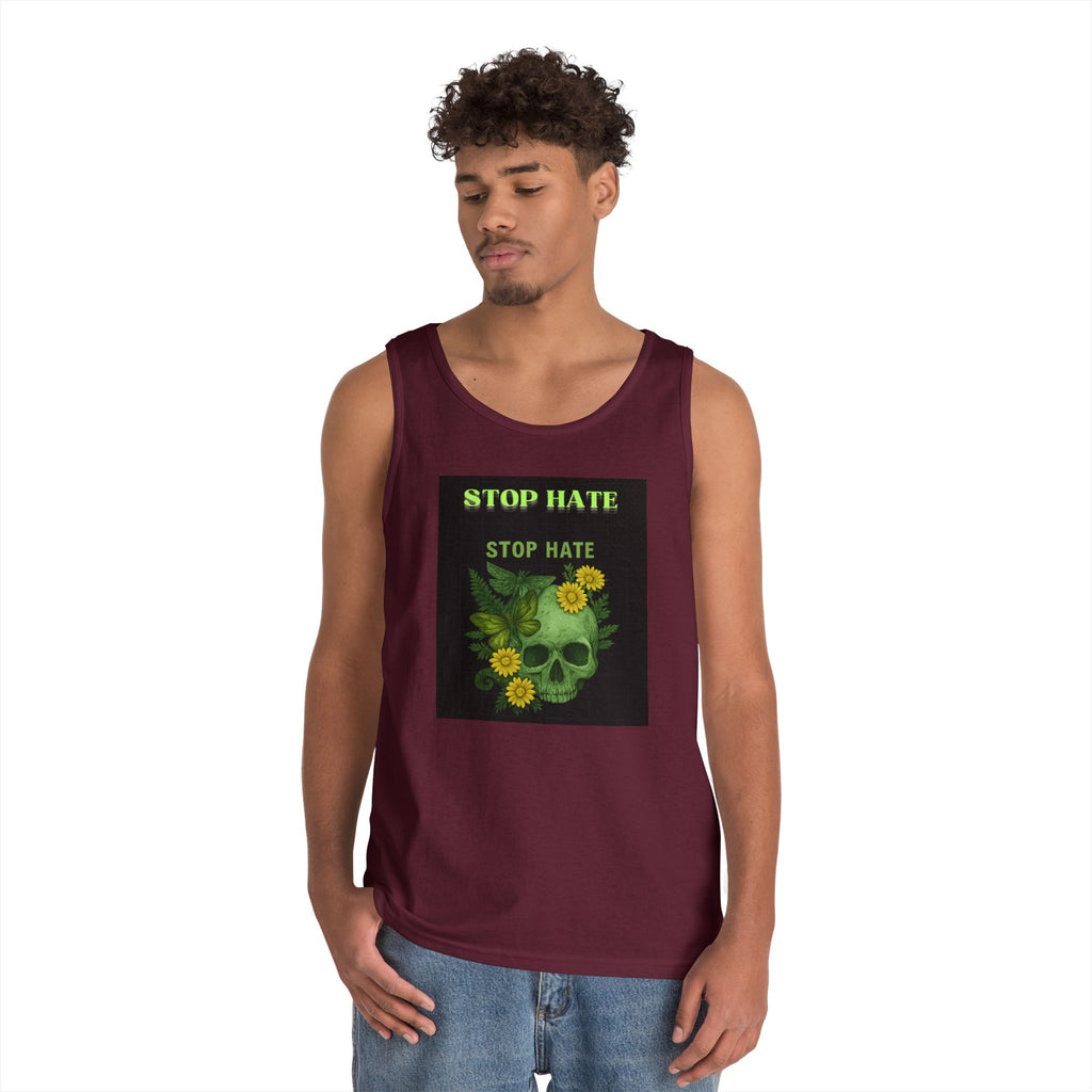 Stop Hate Floral Skull Tank Top — Anti-Hate Graphic Tank
