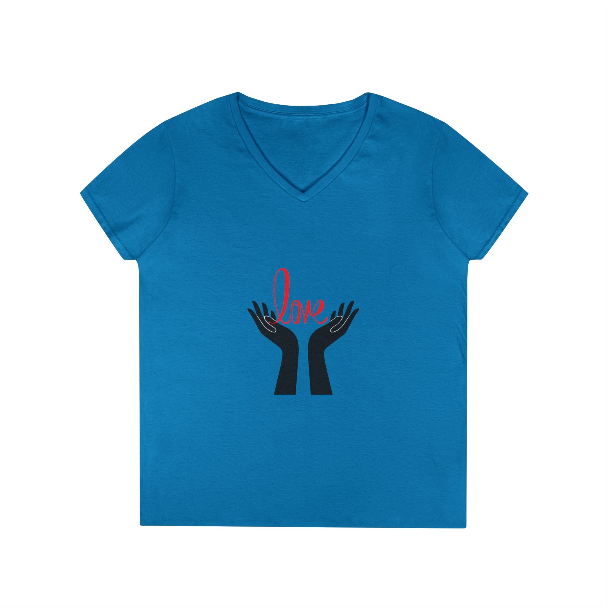 Love Hands V-Neck Tee — Women's Graphic Love T-Shirt