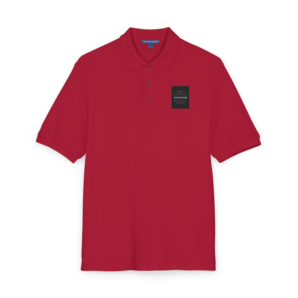 Embroidered 'Just Breathe' White Polo Shirt