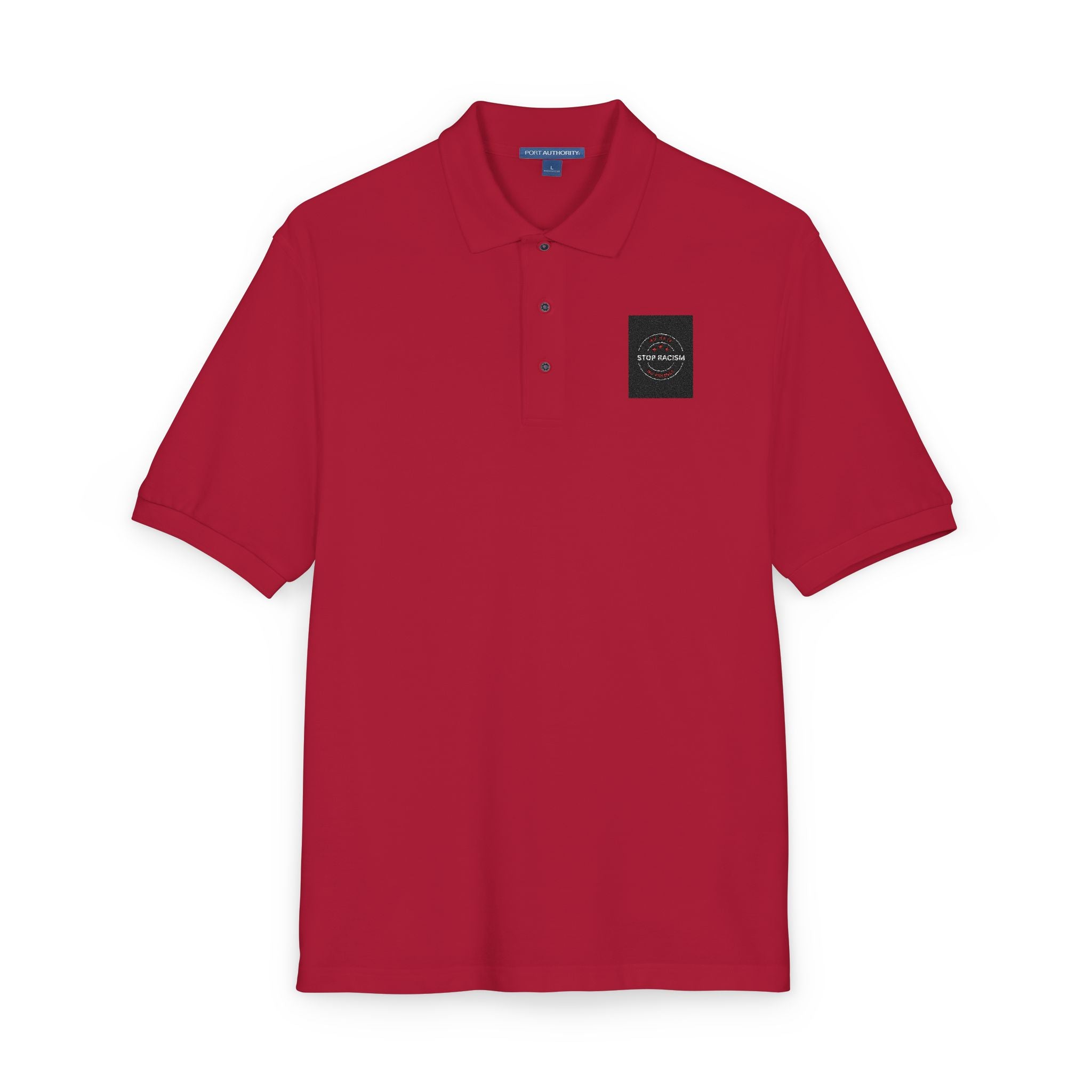 Embroidered 'Just Breathe' White Polo Shirt