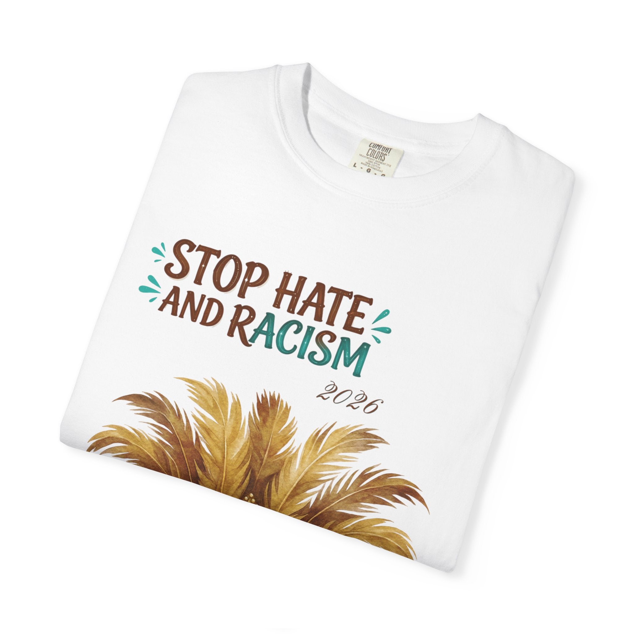 Stop Hate and Racism T-Shirt — Mardi Gras Mask Anti-Racism Tee