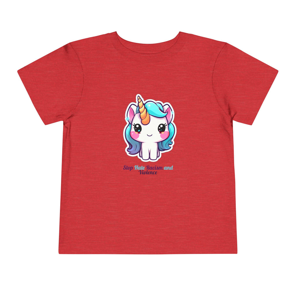 Toddler Tee — Cute Rainbow Unicorn "Stay Positive and Believe" Kids Shirt