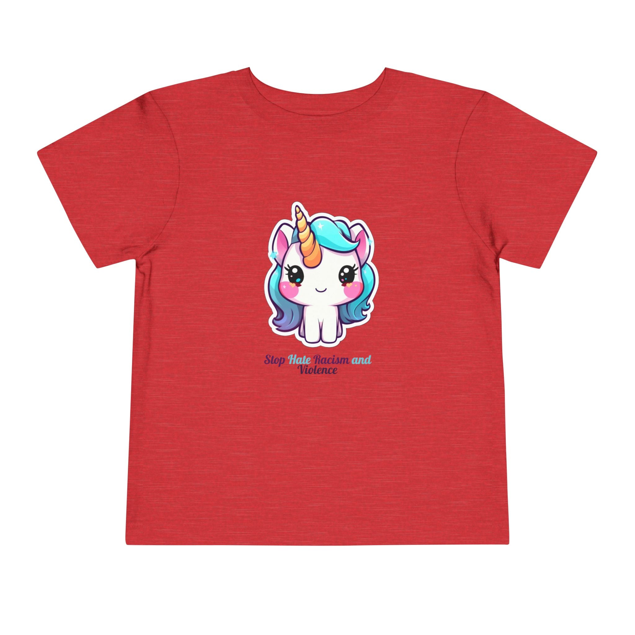 Toddler Tee — Cute Rainbow Unicorn "Stay Positive and Believe" Kids Shirt