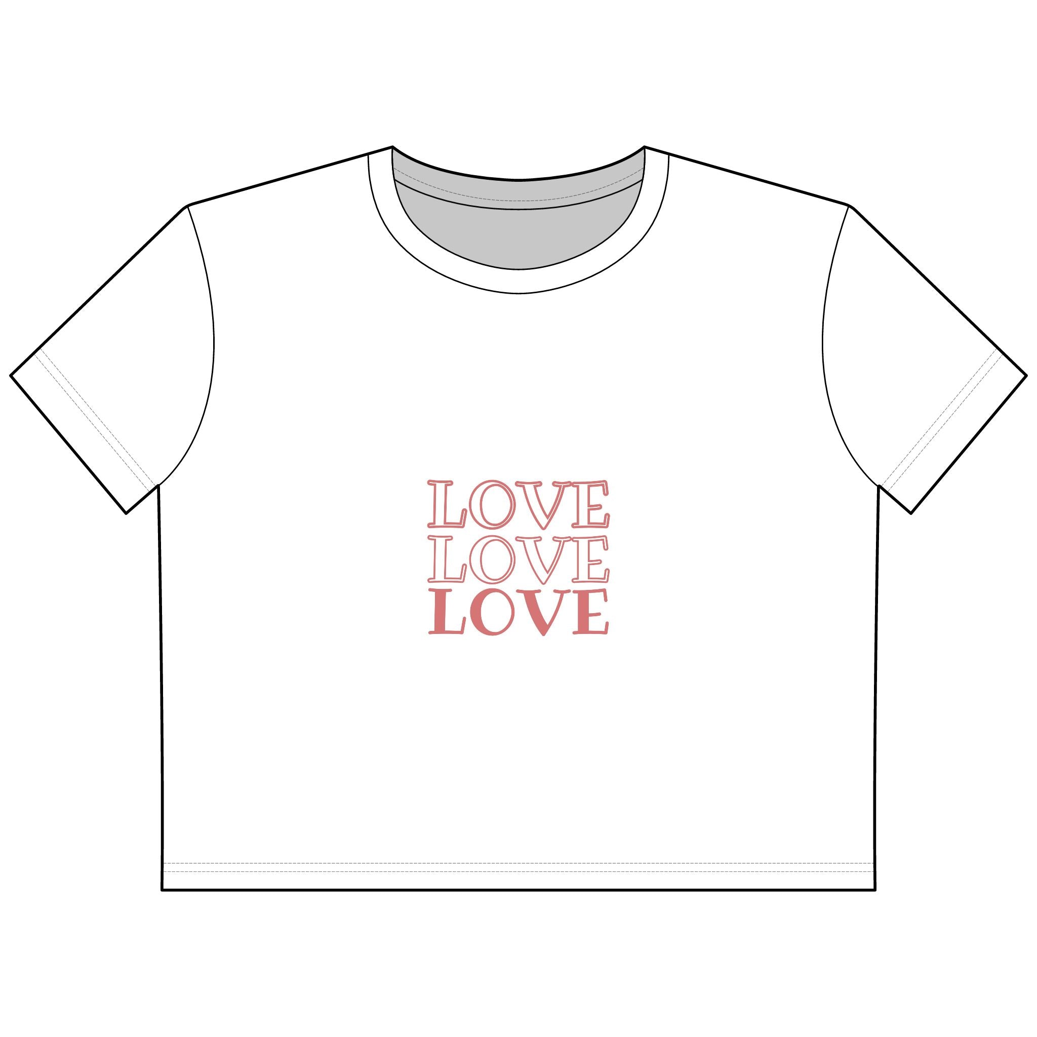 Love Love Love Cropped Tee — Women's Valentine Graphic Tee
