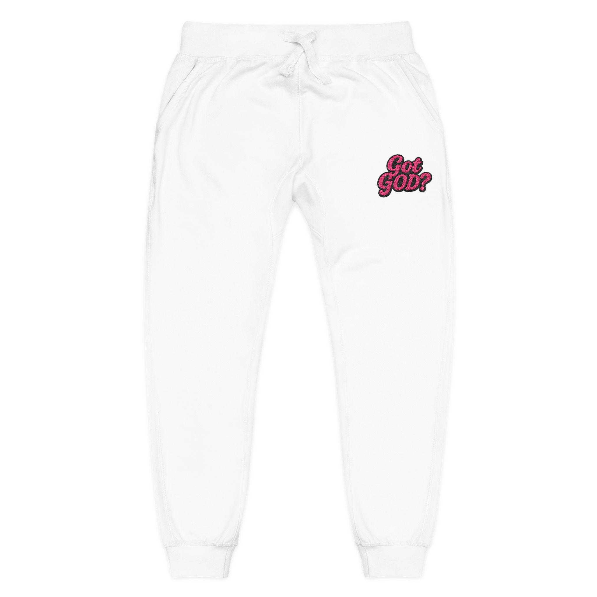 Embroidered 'Get Yours' Fleece Sweatpants — Cozy White Joggers