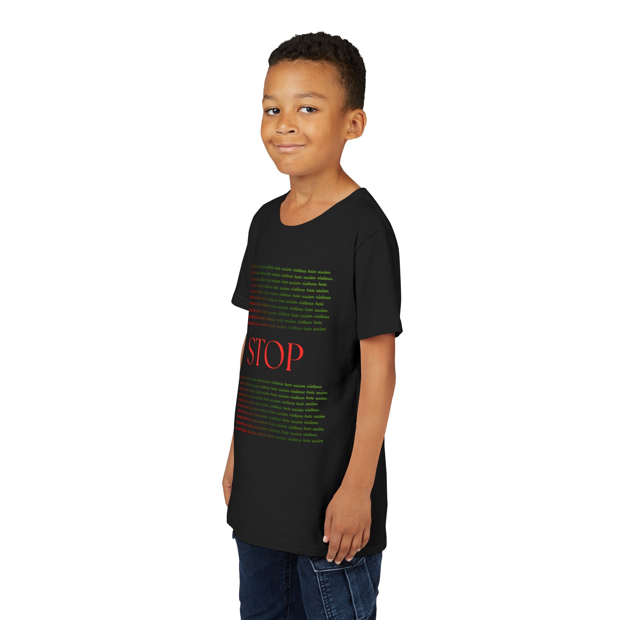 Youth Tee — Bold Yellow 'STOP' Graphic Kids T‑Shirt