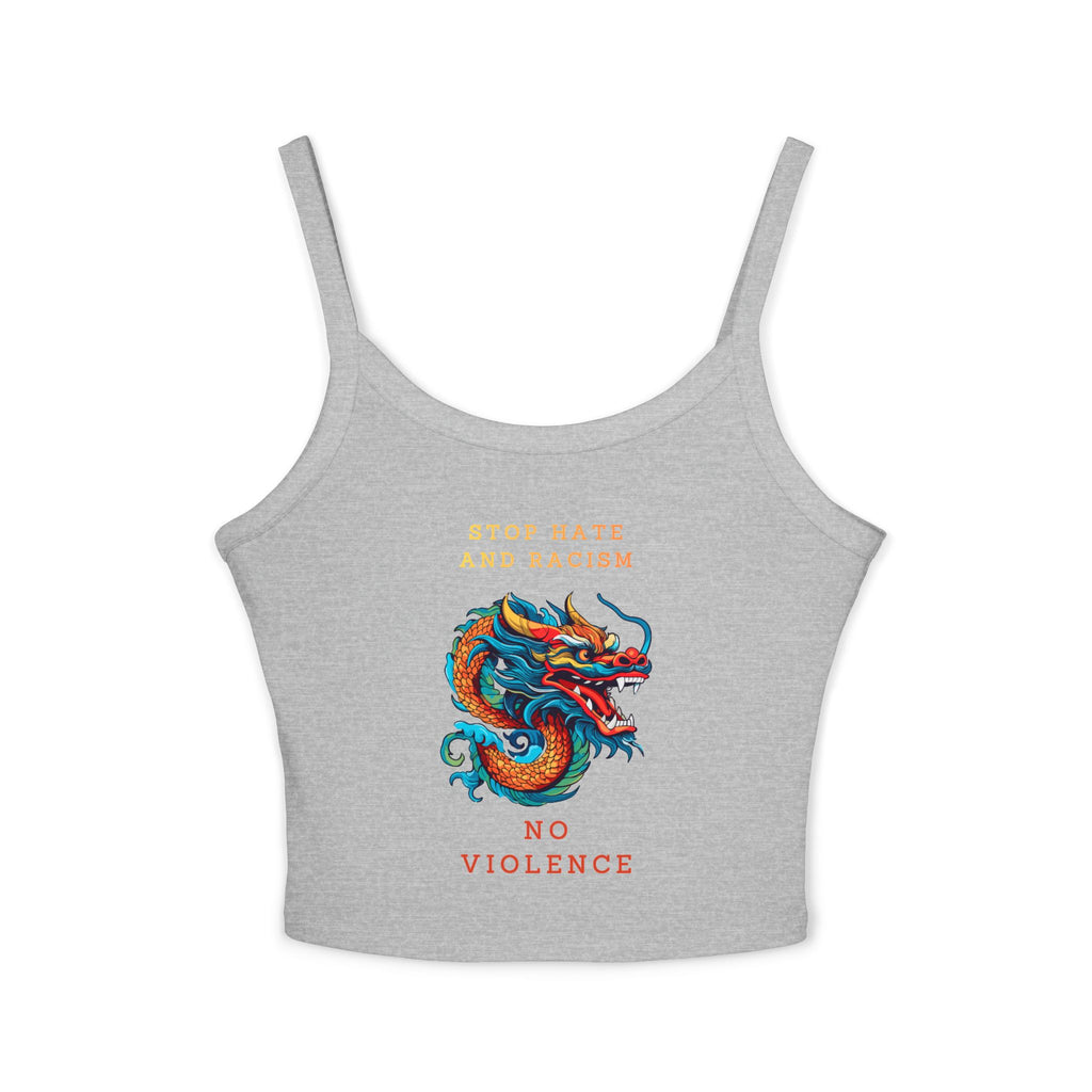 Tank Top — Colorful Dragon “Stop Hate and Racism / No Violence” Graphic Crop