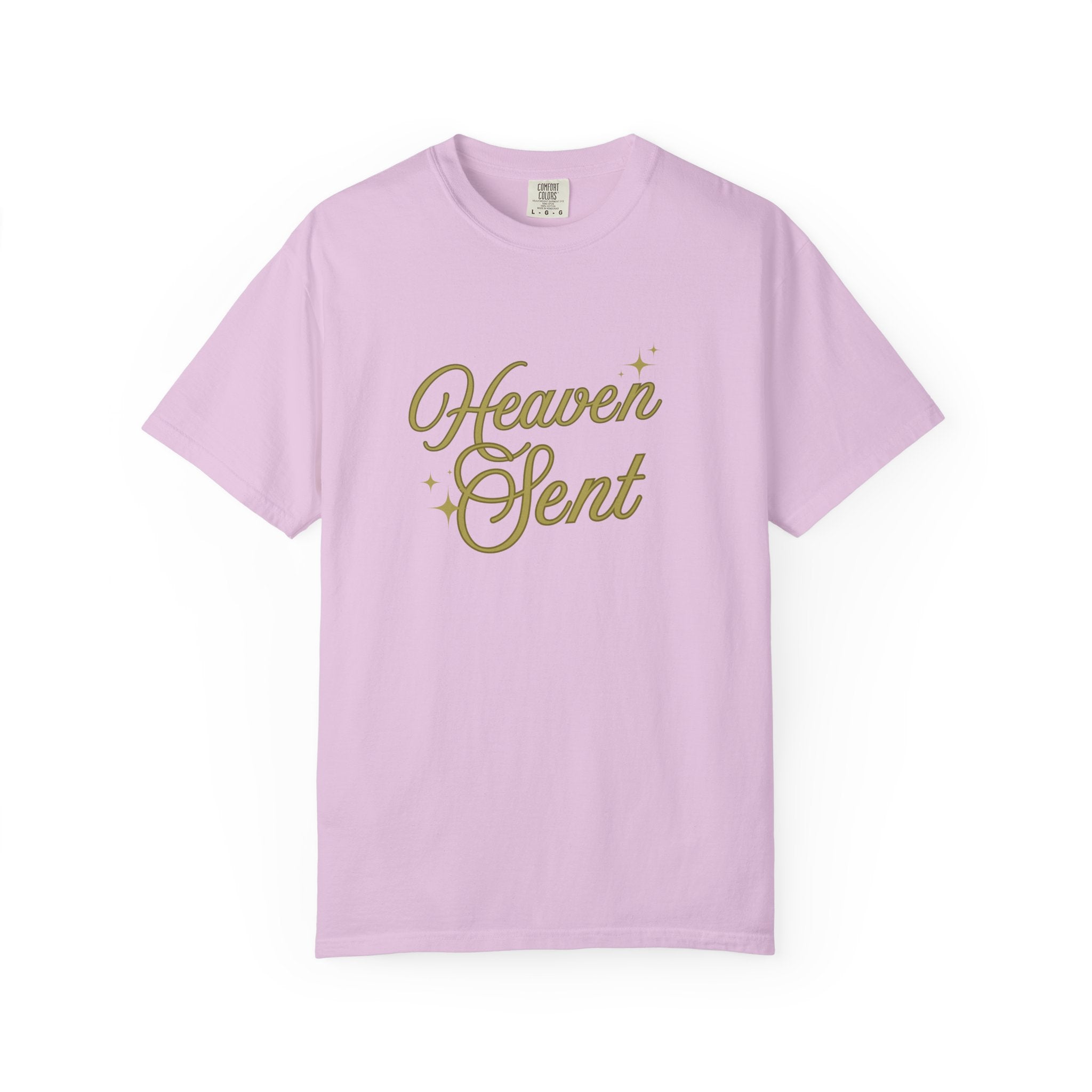 Heaven Sent Graphic Tee – Script Text Logo Cotton T-Shirt