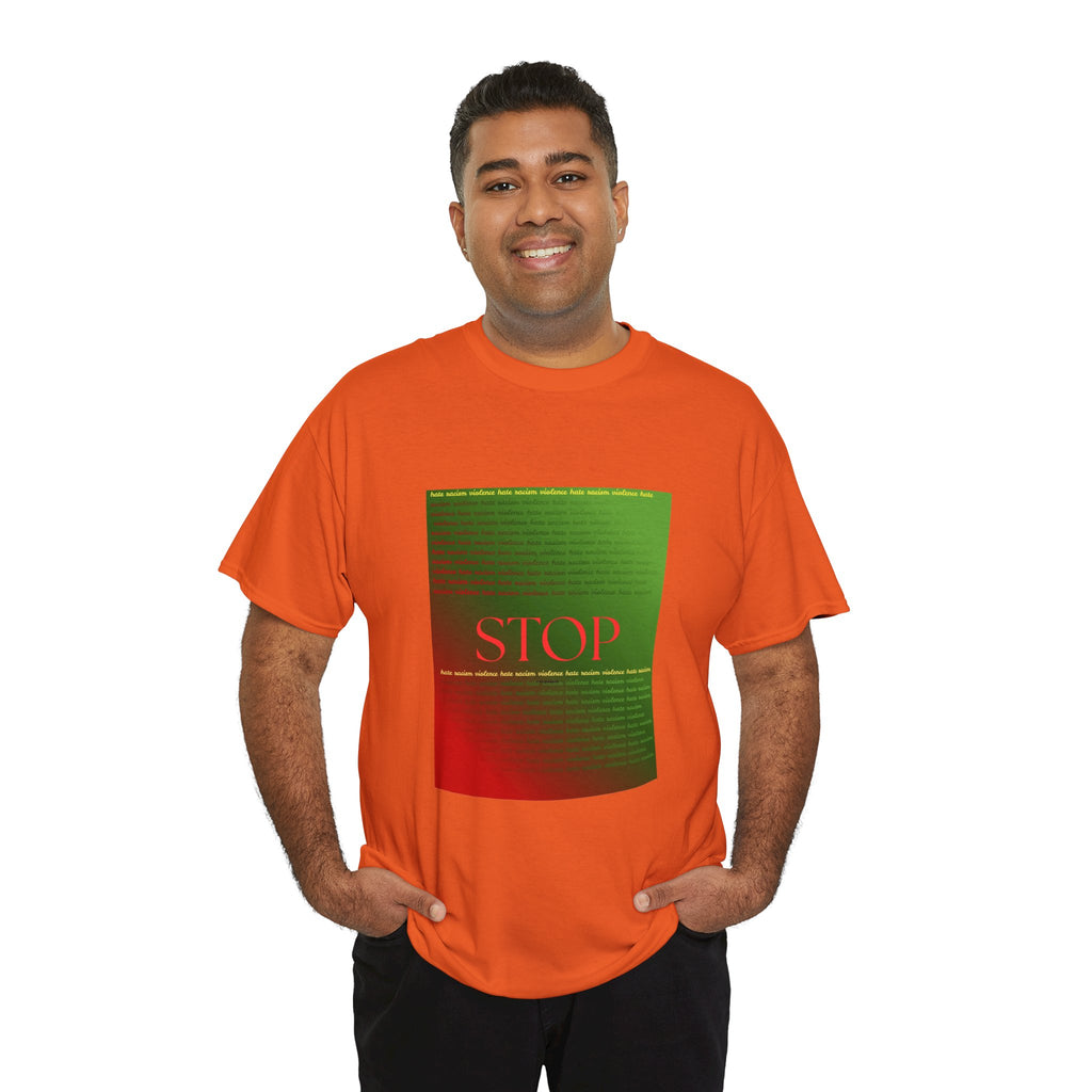 STOP Graphic Tee — Red & Green Gradient Statement T‑Shirt