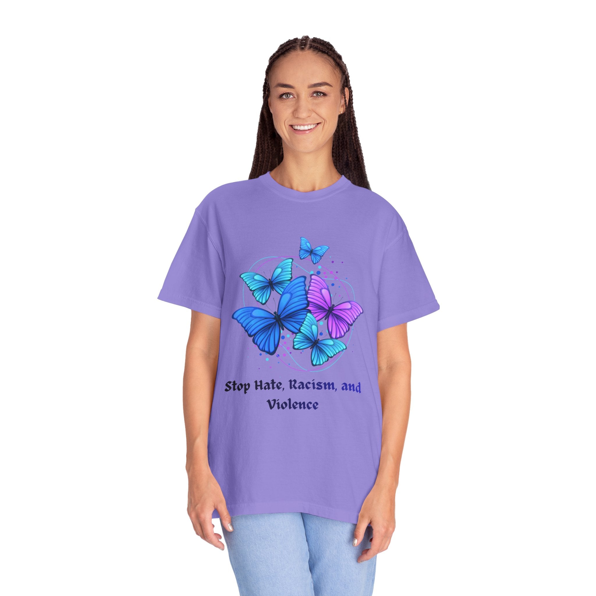 Butterfly Peace T-Shirt — "Stop Hate, Racism, and Violence" Anti-Violence Tee