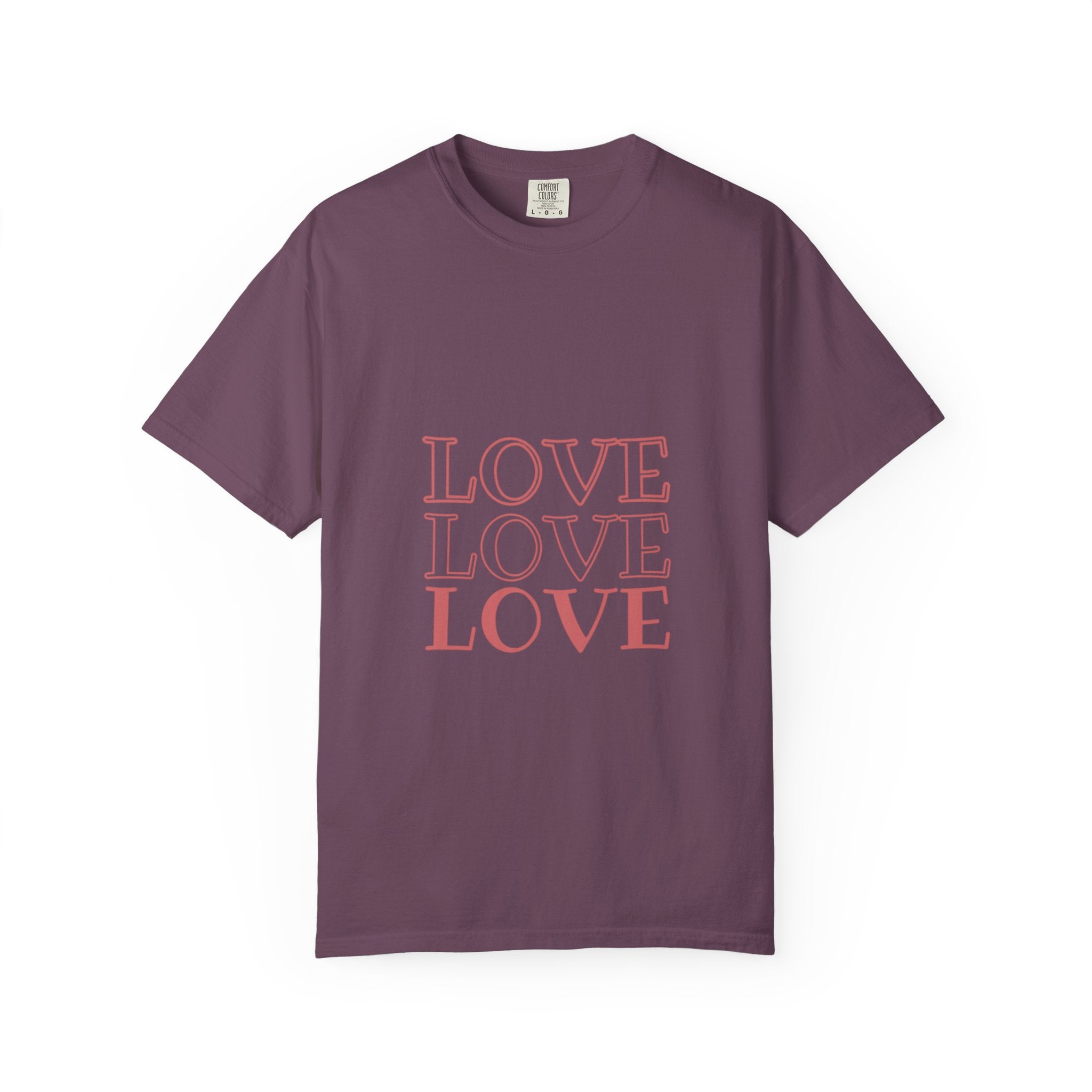 Love Love Love T-Shirt — Vintage Pink Stacked Text Tee