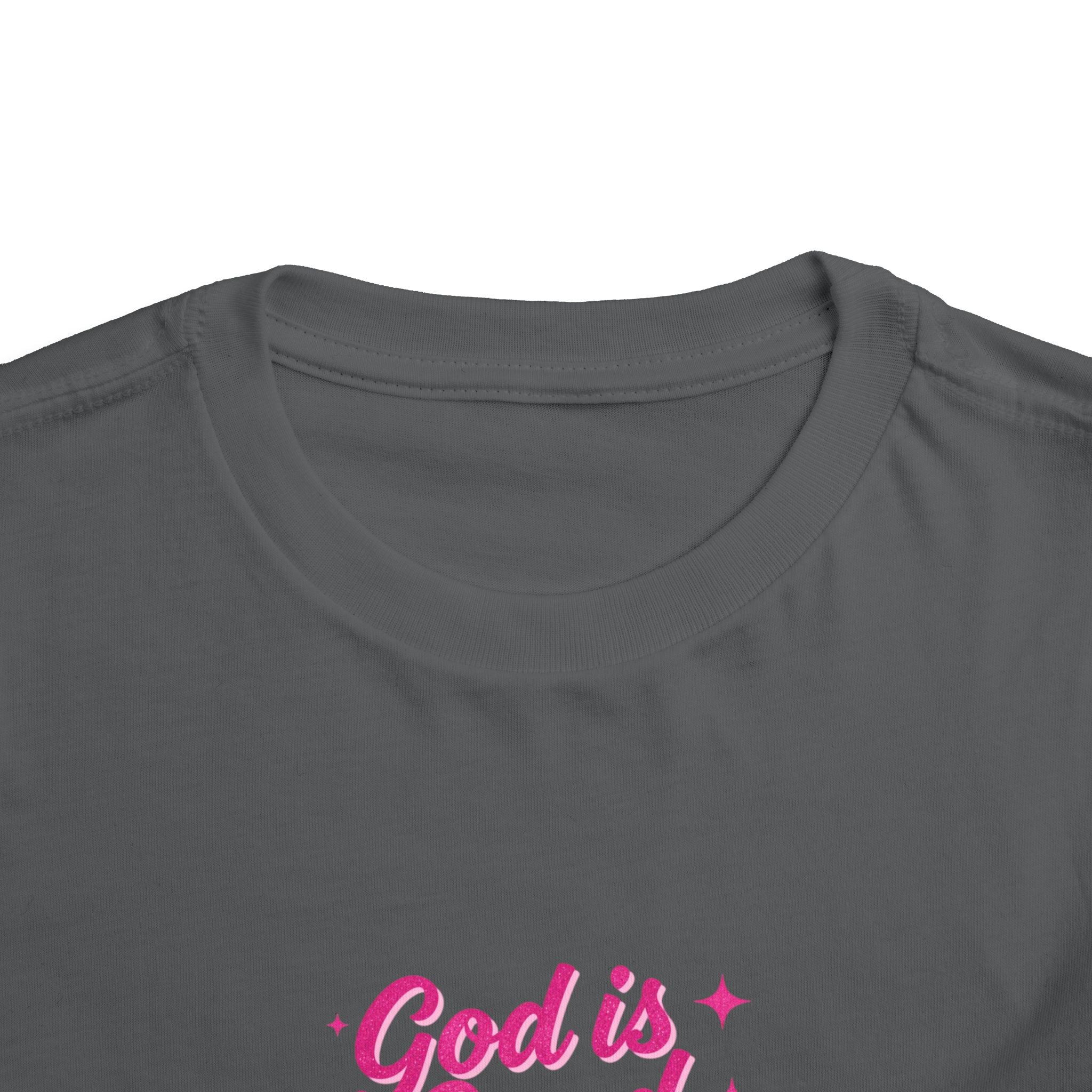 Toddler Tee – "God is Good Time" Pink Script Christian Kids Shirt