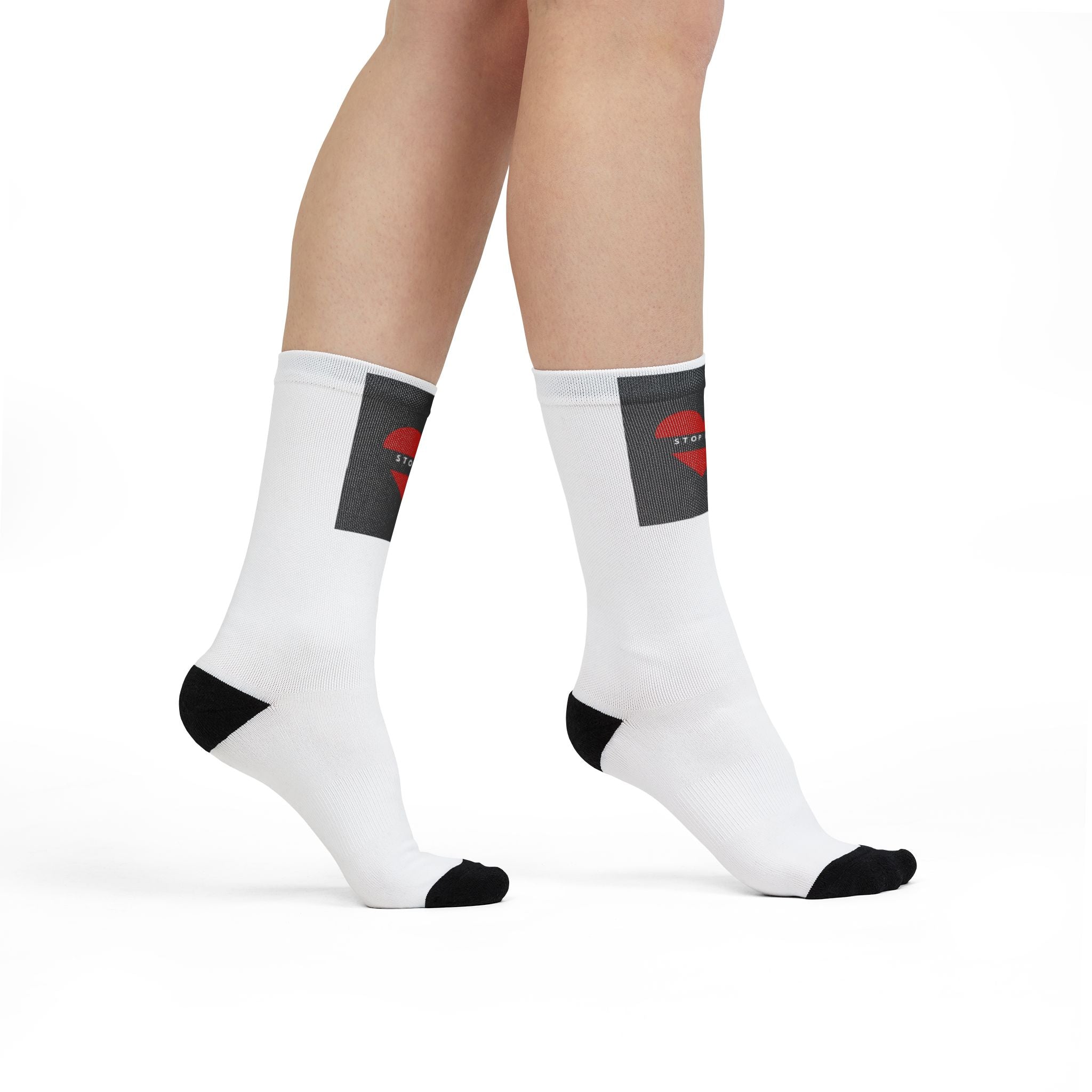 Crew Socks - Black Heart "Stop Hate" Sublimation Socks