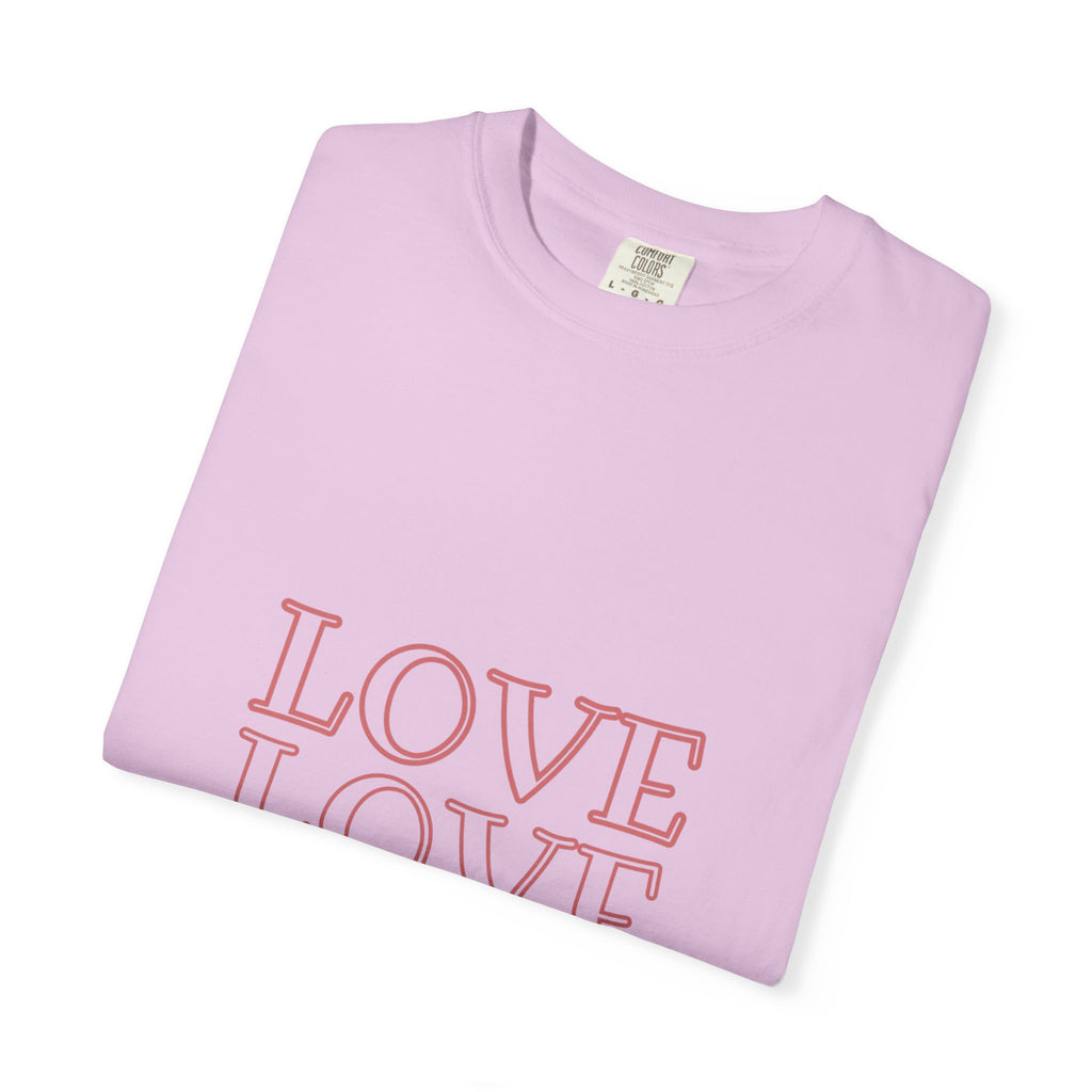 Love Love Love T-Shirt — Vintage Pink Stacked Text Tee