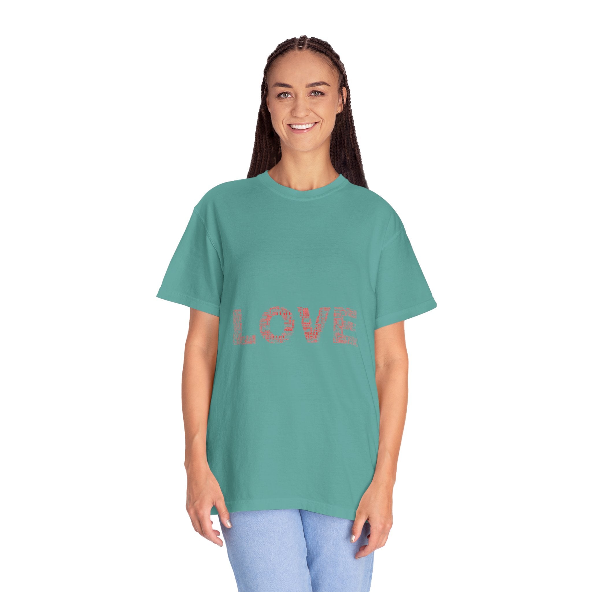 LOVE Graphic T-Shirt — Pink Floral Text Tee for Valentine’s Day & Everyday
